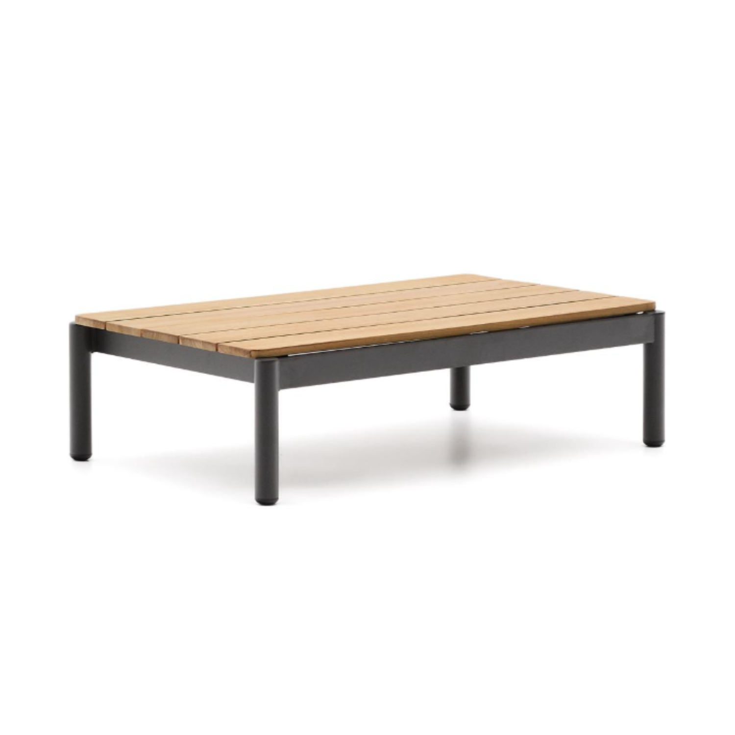 Sorells external coffee table. Towe wood with a gray base