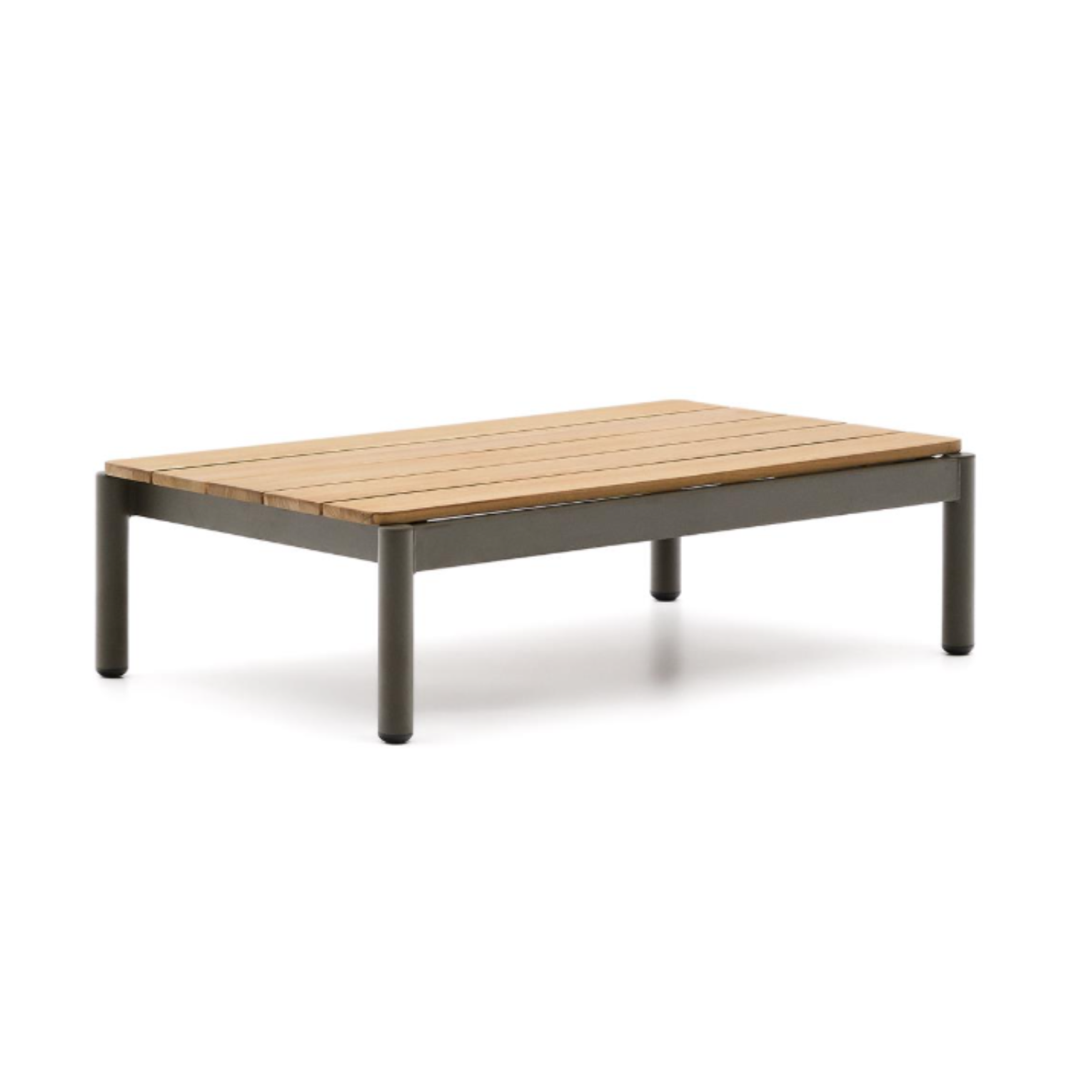 Sorells external coffee table with a dark green base