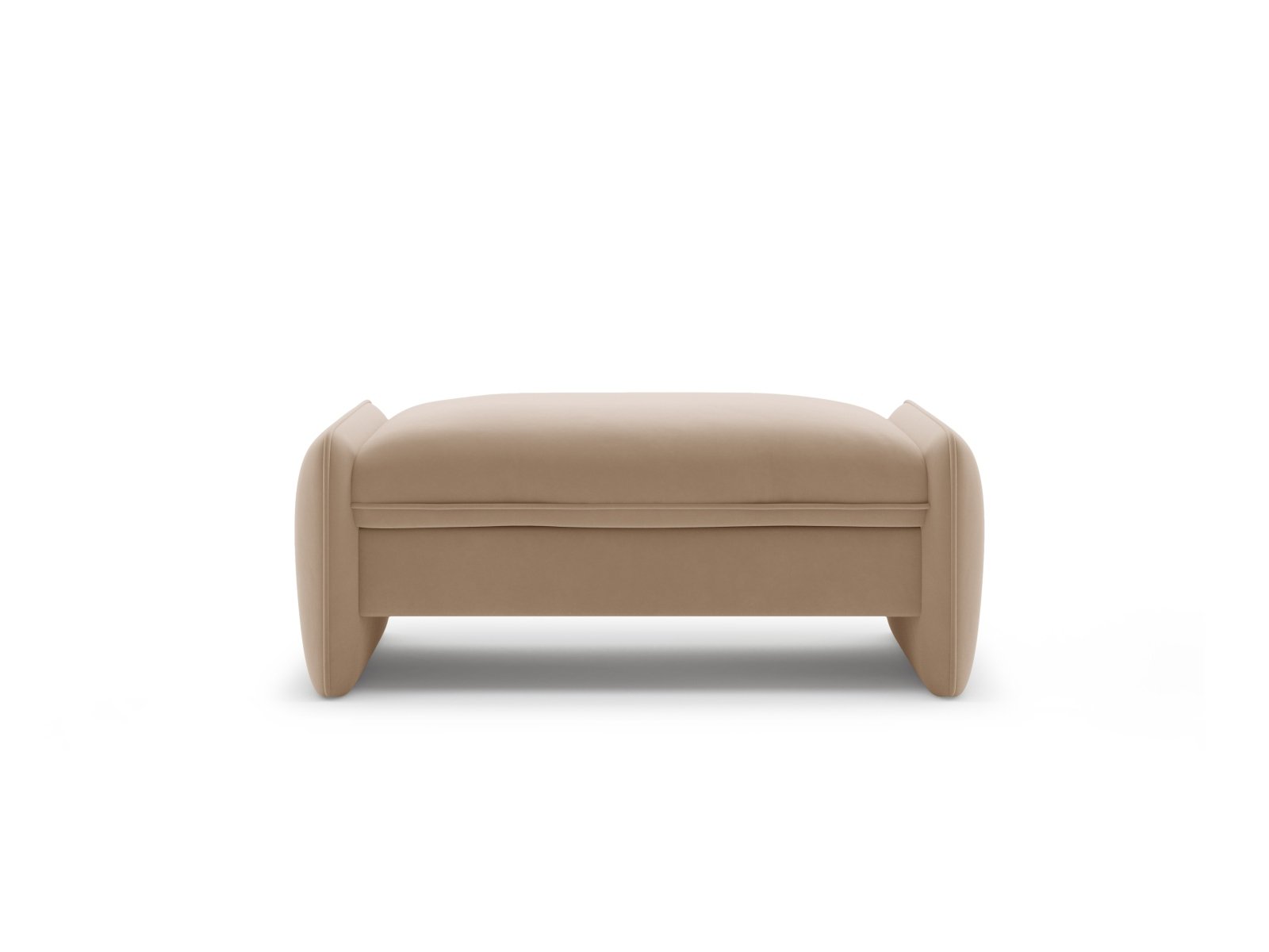 Georgia Almond Beige Rectangular Velvet Pouf