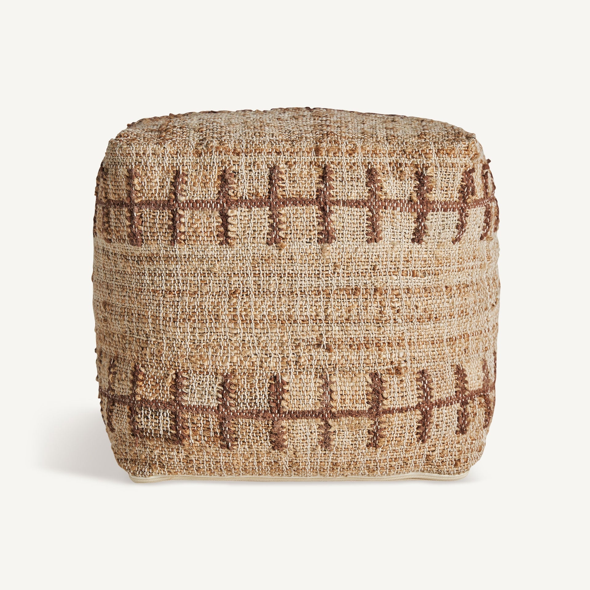 Beige Pouf MITTET with Brown