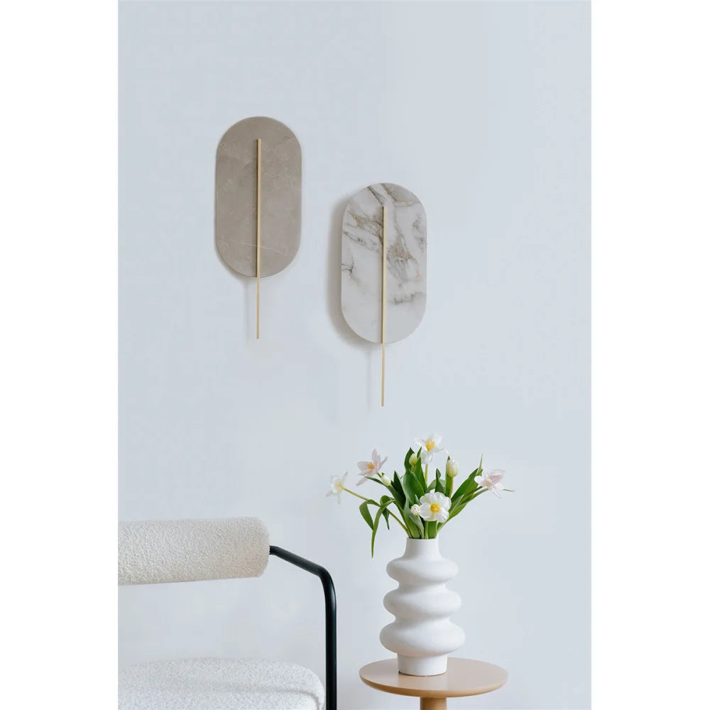 ROKKE STONE beige quartz sintered stone wall lamp