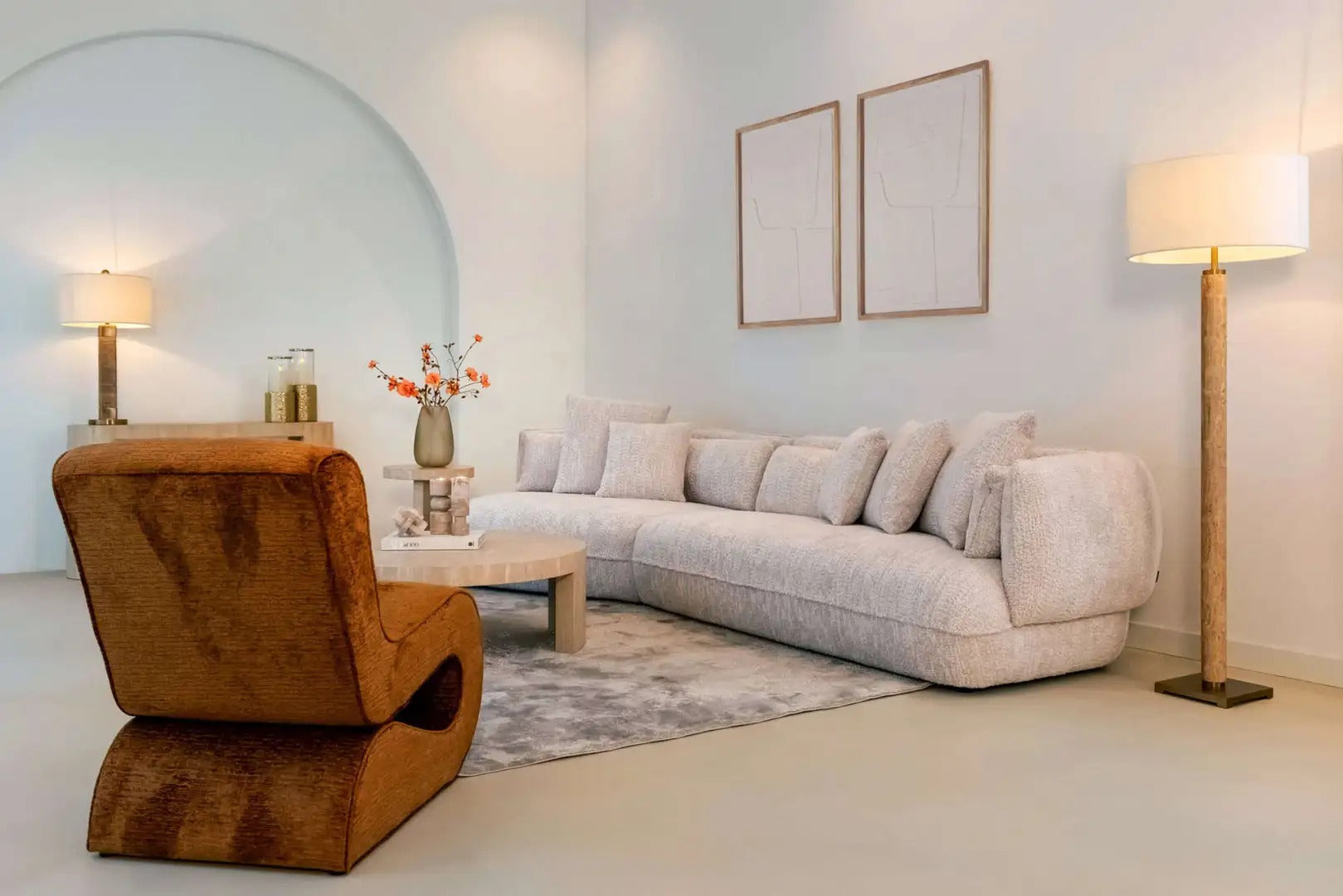 Runder Couchtisch BILTMORE beige Travertin