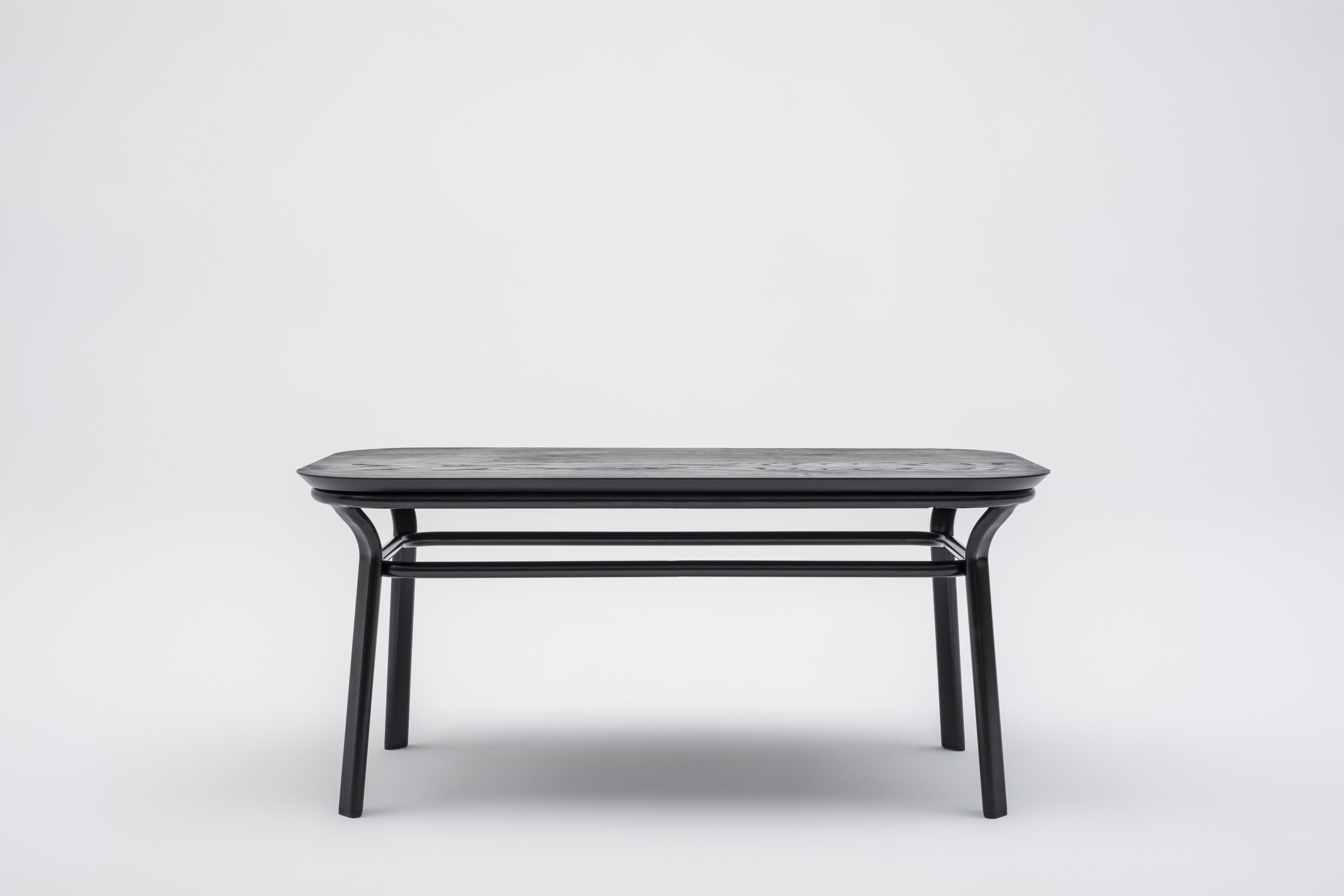 Grace Veneer table with a metal base