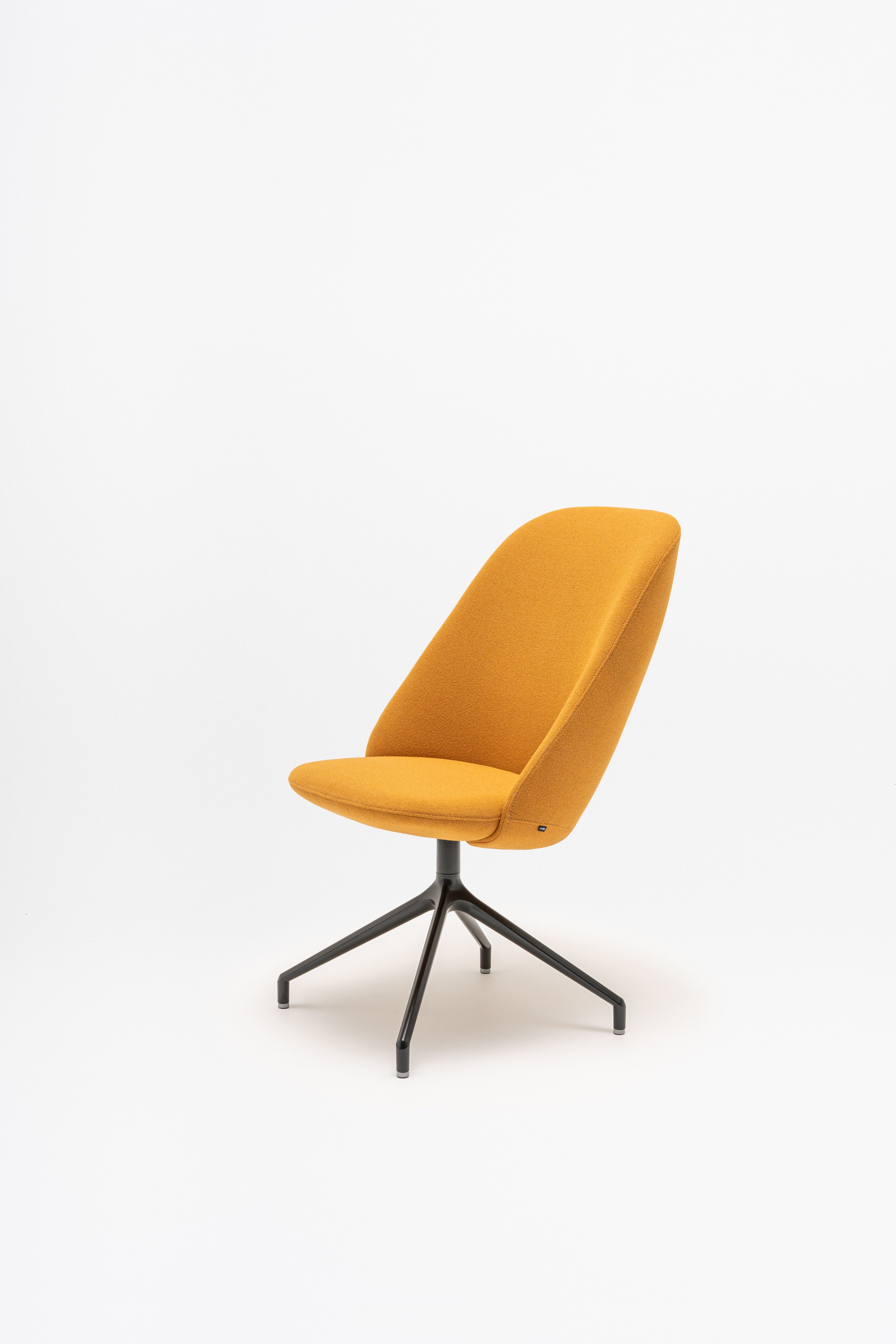 Rotable armchair with a high base metal parallel base