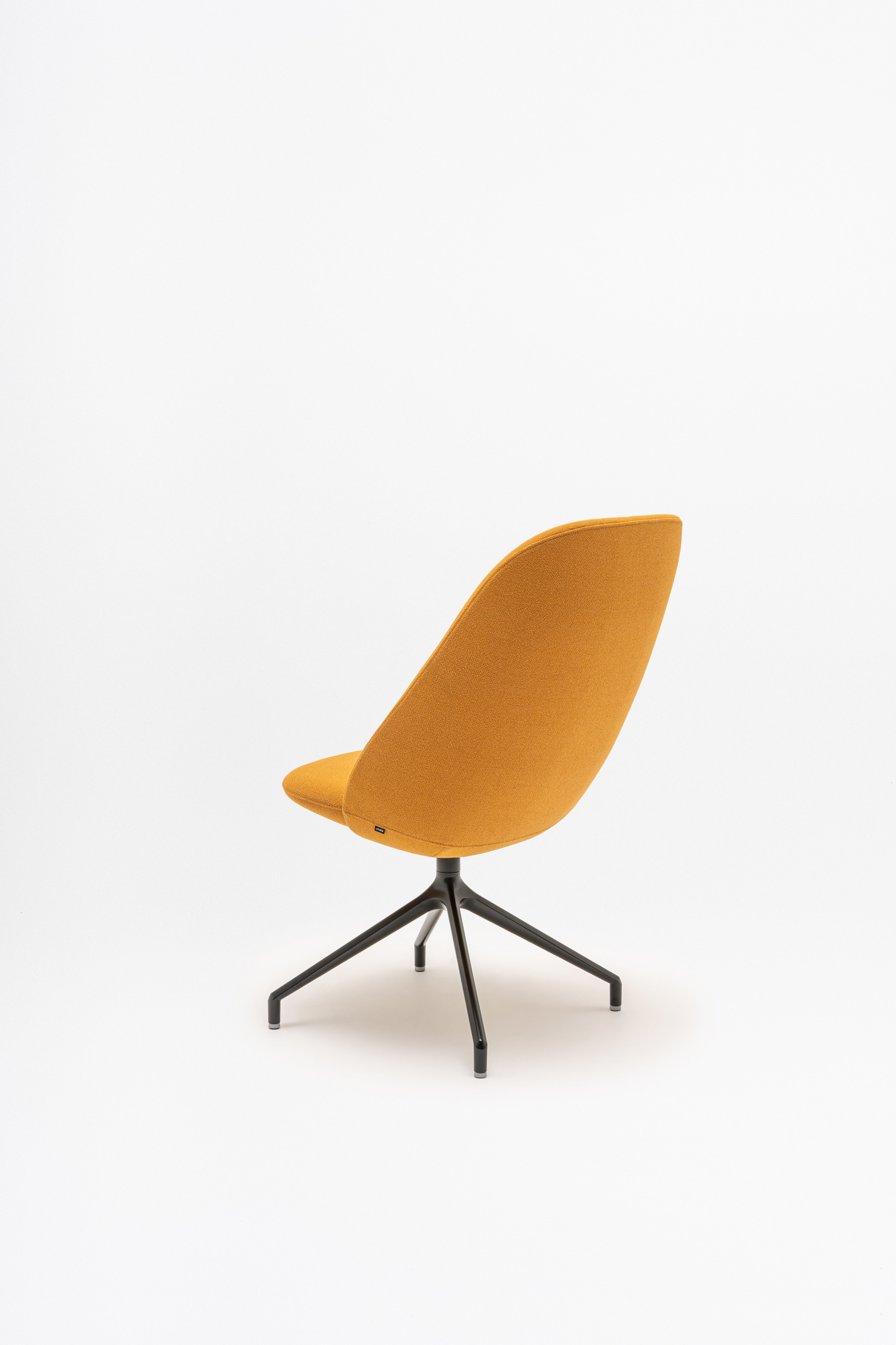 Rotable armchair with a high base metal parallel base