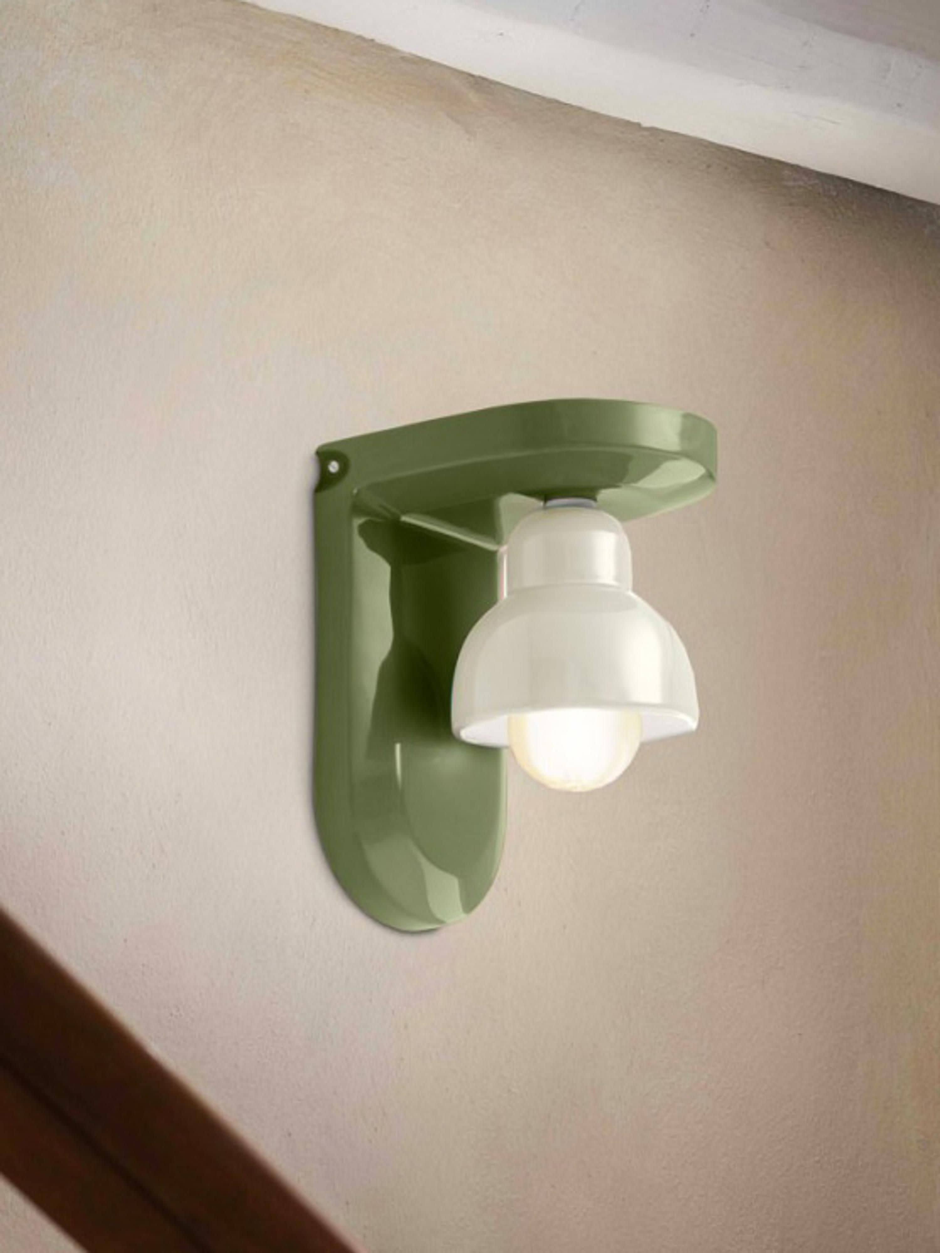 Mokka ceramic wall lamp BERIMBAU with turquoise