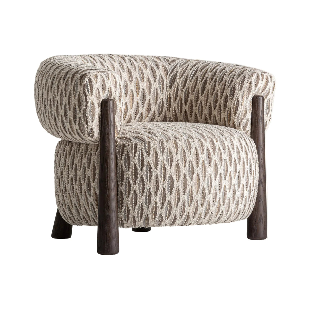 TIFFEN beige armchair with a wooden base