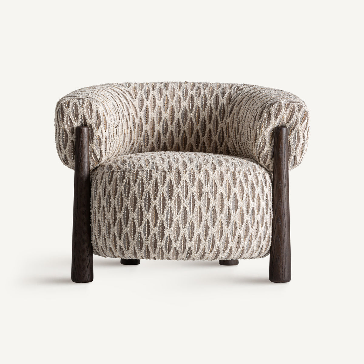 TIFFEN beige armchair with a wooden base