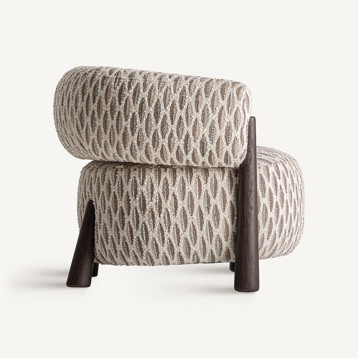 TIFFEN beige armchair with a wooden base