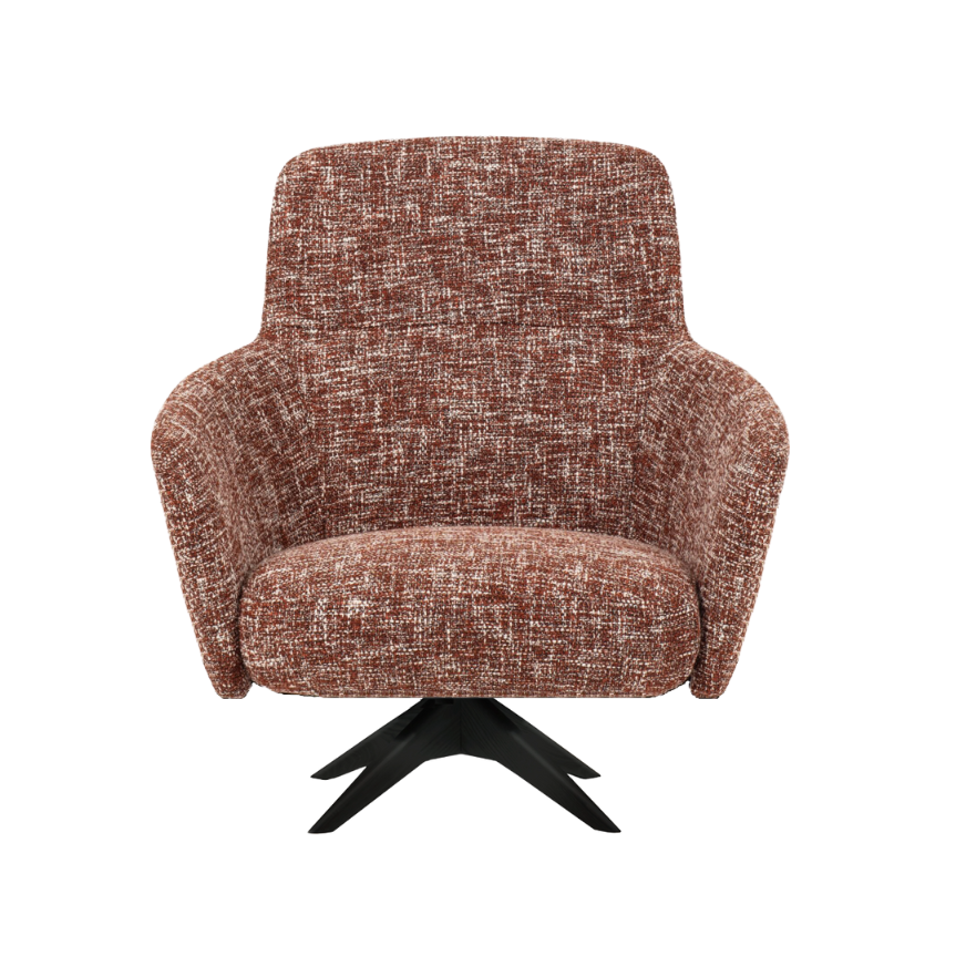SLOT LOW upholstered swivel armchair with wooden base