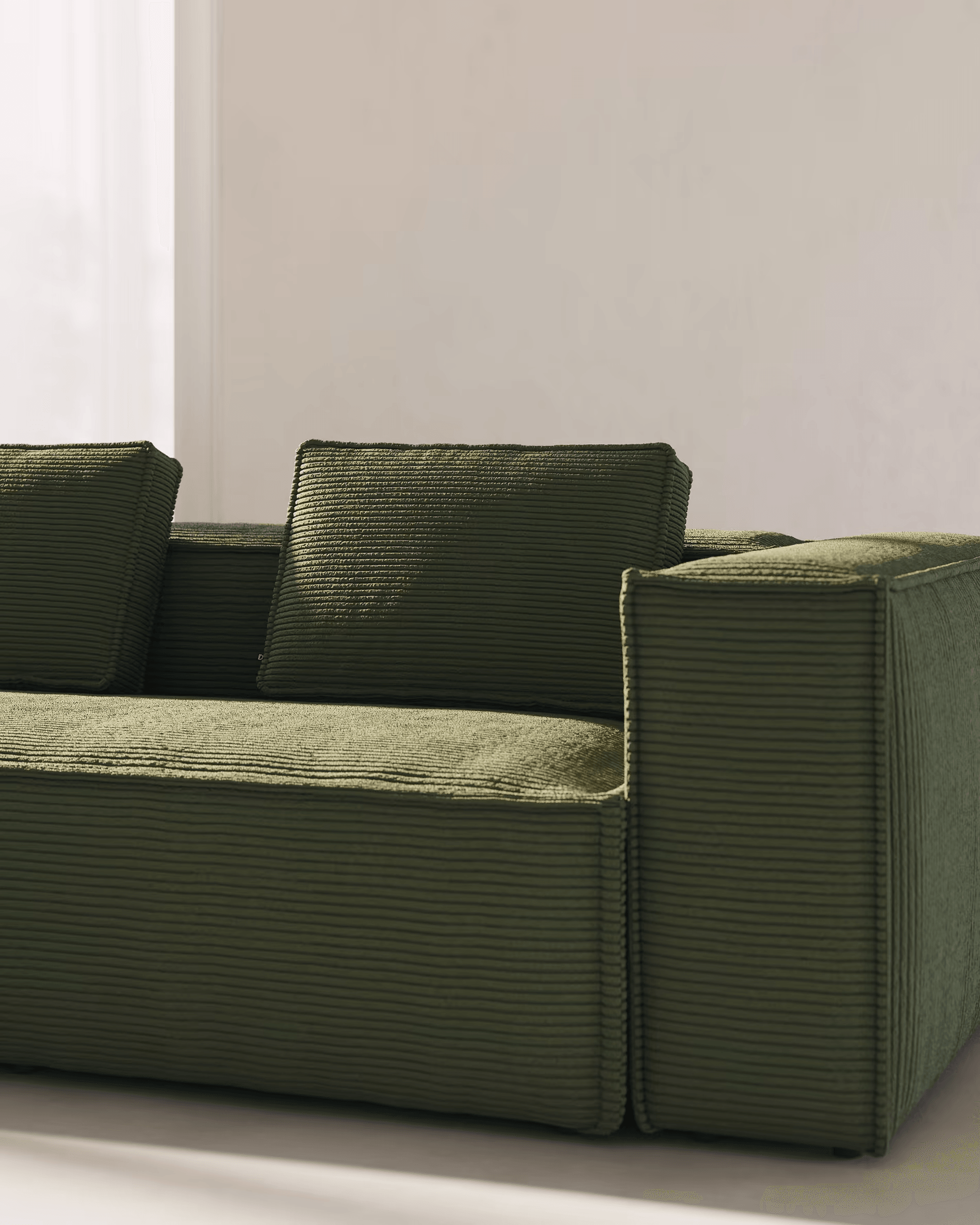 Sofa 3-osobowa BLOK zielony sztruks La Forma    Eye on Design