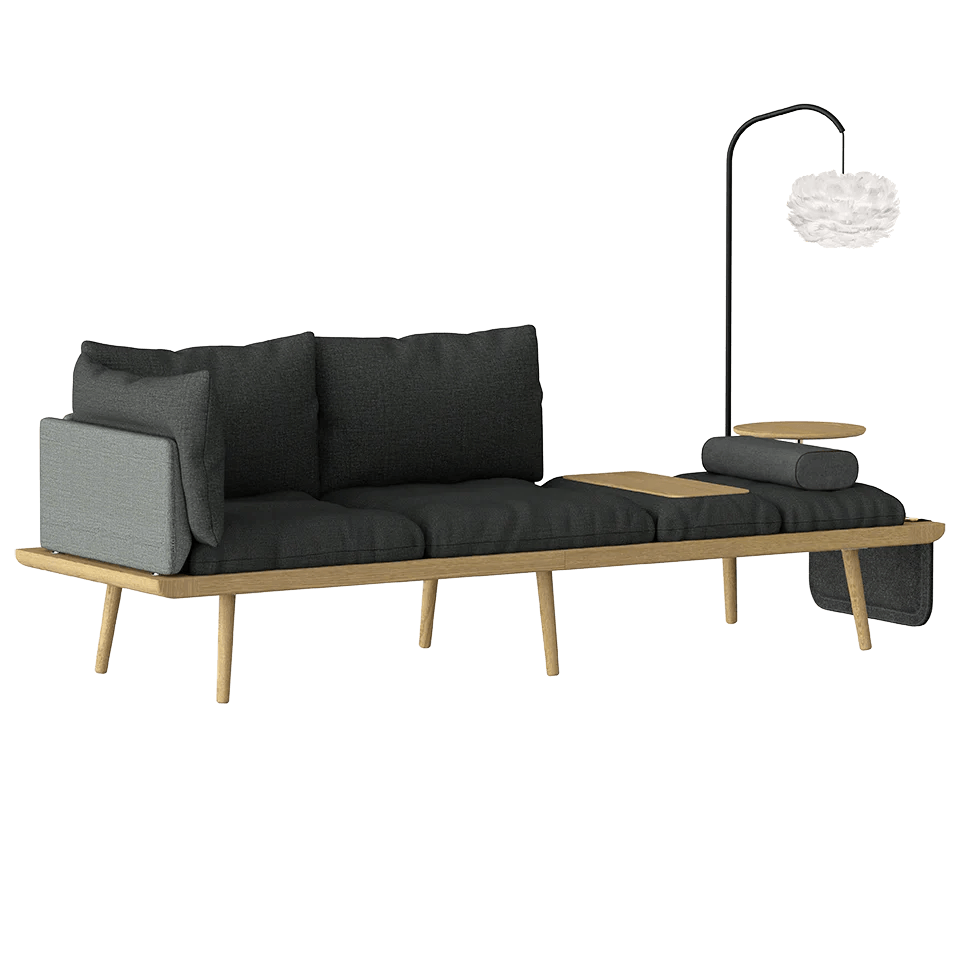 Sofa 3-osobowa LOUNGE AROUND baby blue z ciemnym dębem UMAGE    Eye on Design