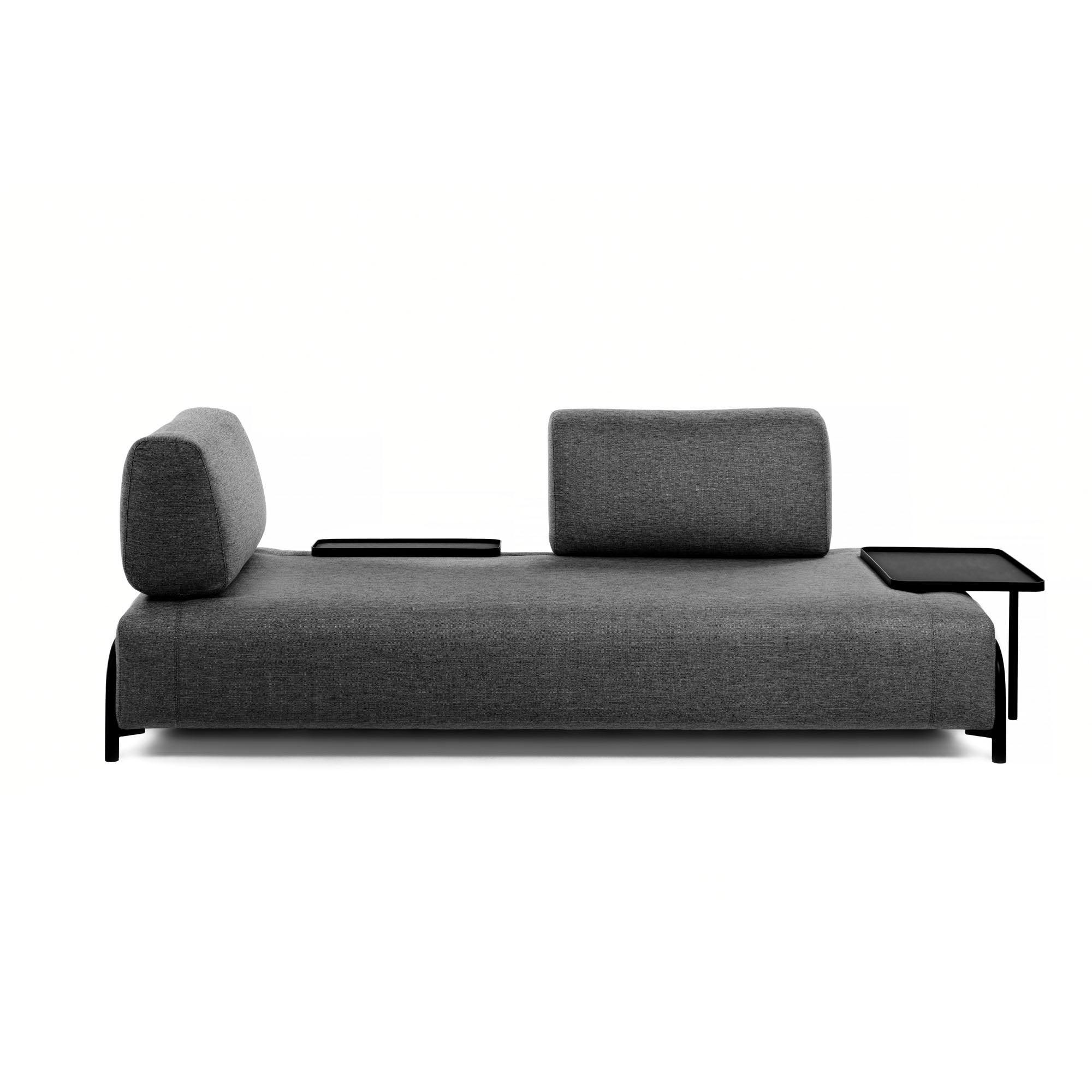 Sofa 3-osobowa modułowa z małą tacką COMPO ciemnoszary La Forma    Eye on Design