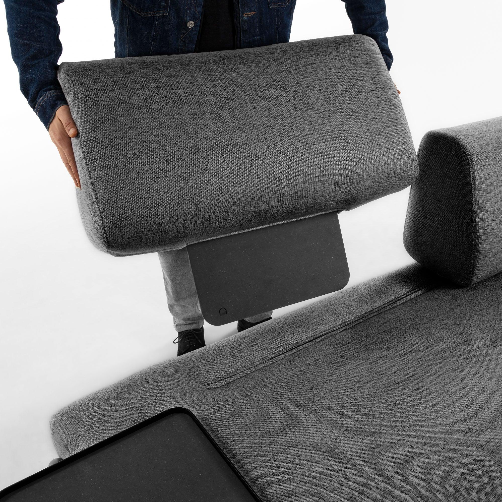 Sofa 3-osobowa modułowa z małą tacką COMPO ciemnoszary La Forma    Eye on Design