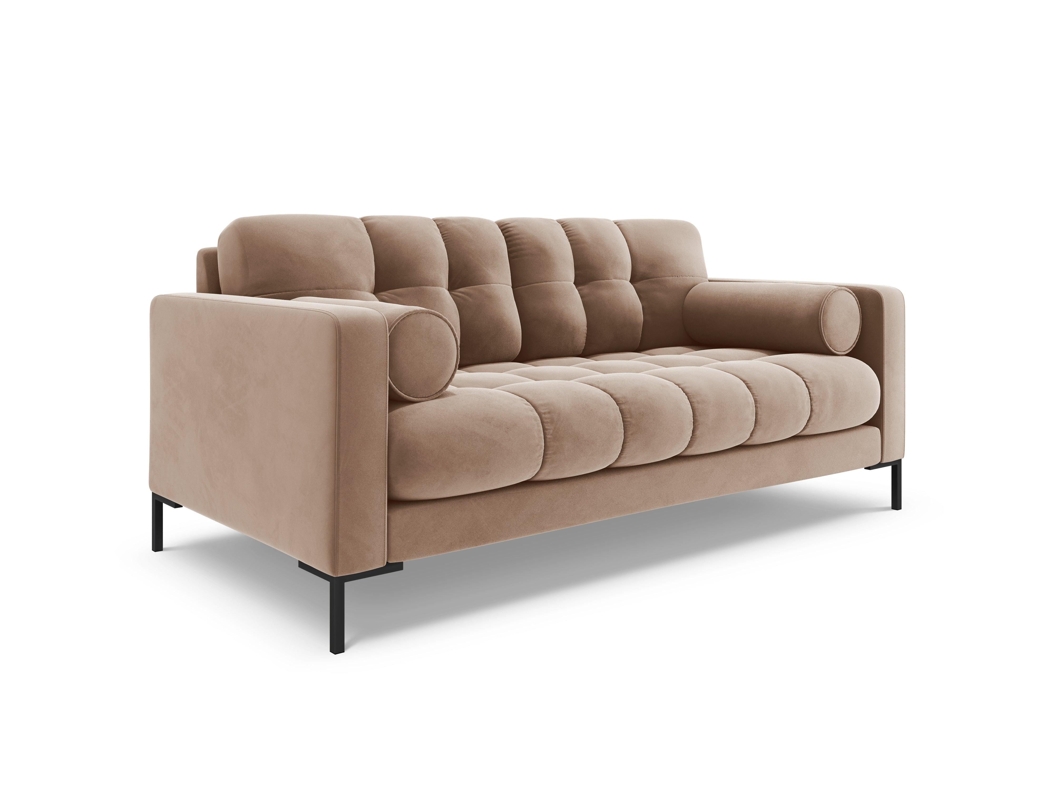 Sofa aksamitna 2-osobowa BALI beżowy z czarną podstawą Cosmopolitan Design    Eye on Design