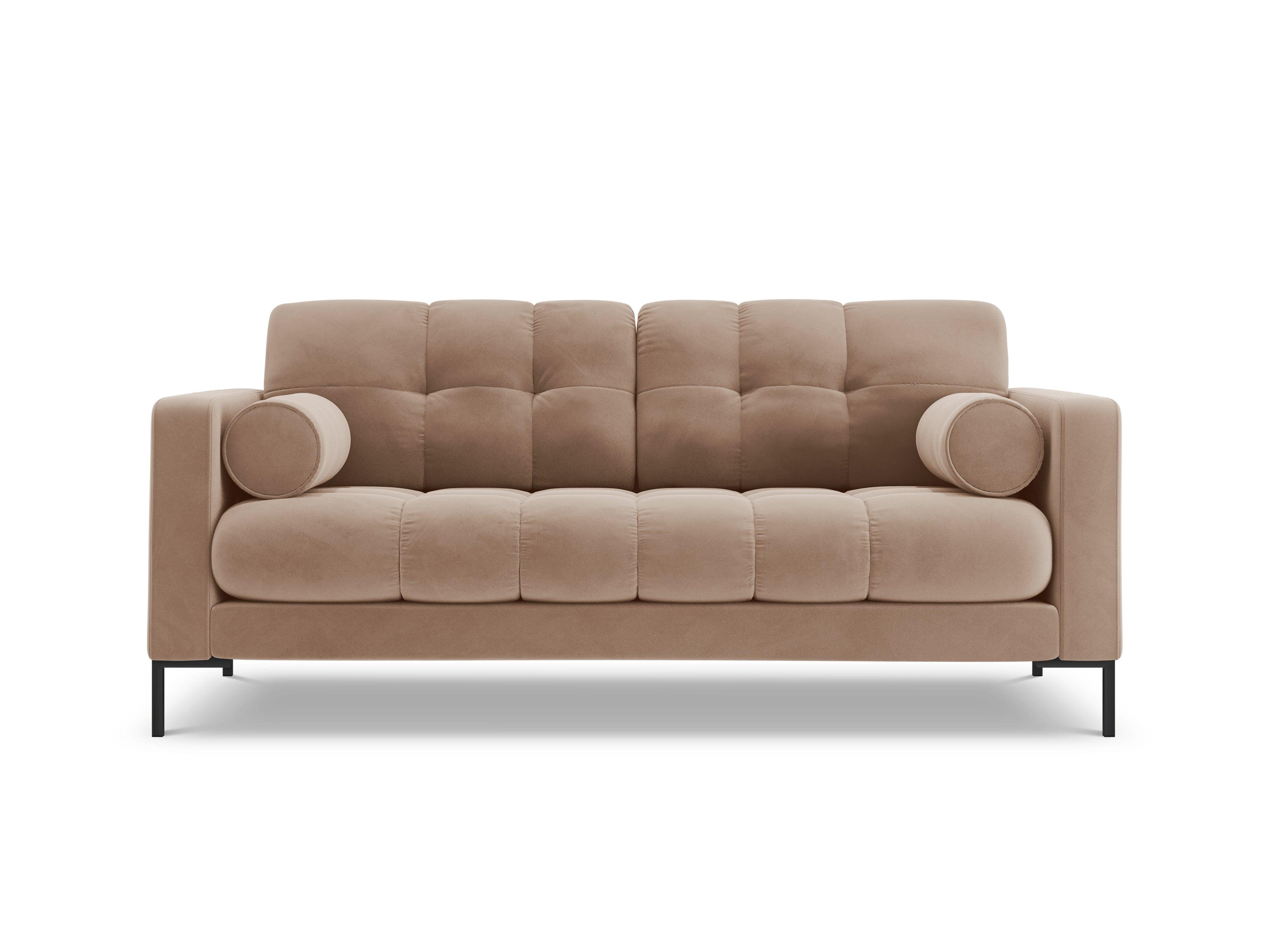 Sofa aksamitna 2-osobowa BALI beżowy z czarną podstawą Cosmopolitan Design    Eye on Design