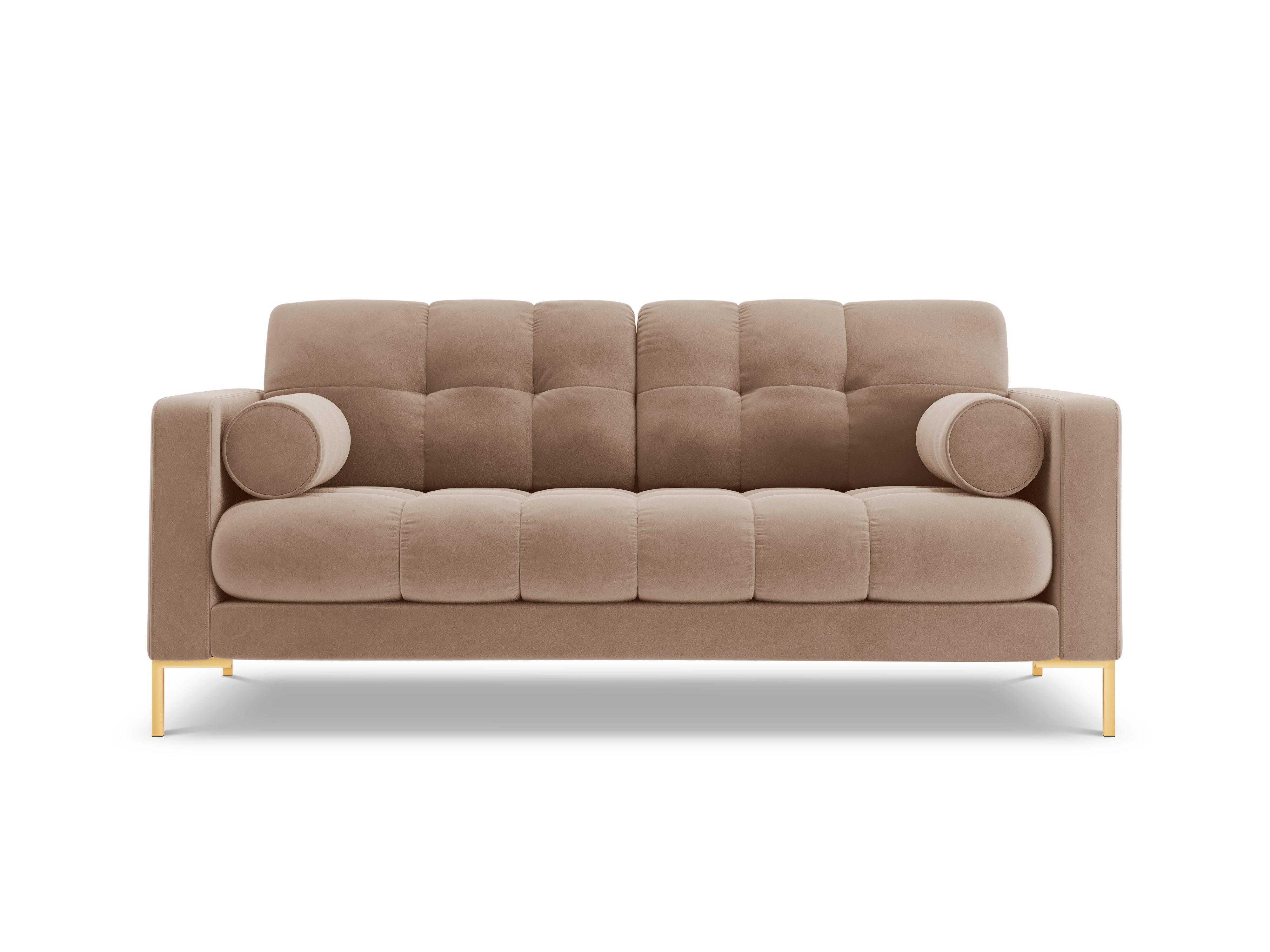 Sofa aksamitna 2-osobowa BALI beżowy ze złotą podstawą Cosmopolitan Design    Eye on Design