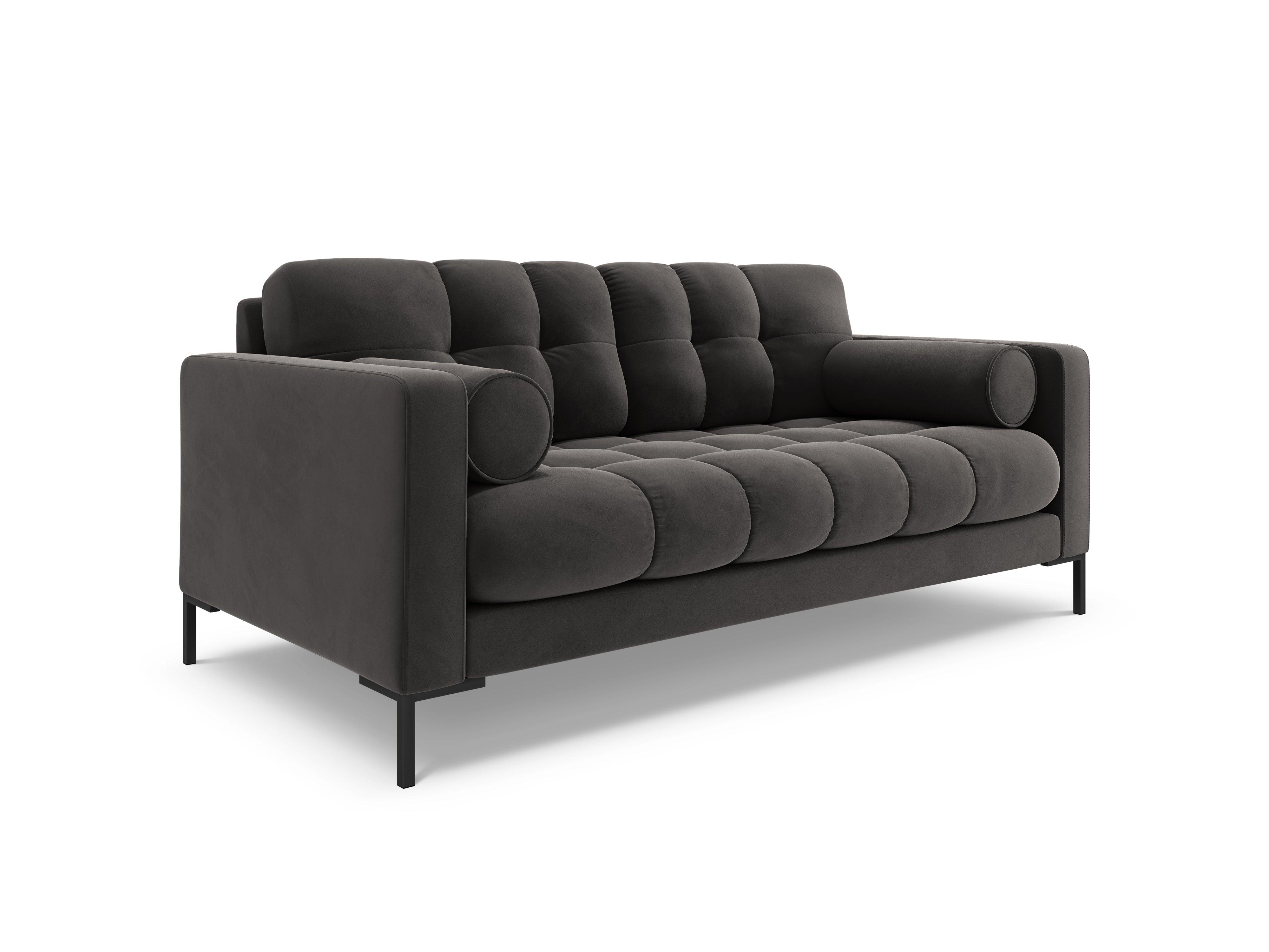 Sofa aksamitna 2-osobowa BALI ciemnoszary z czarną podstawą Cosmopolitan Design    Eye on Design