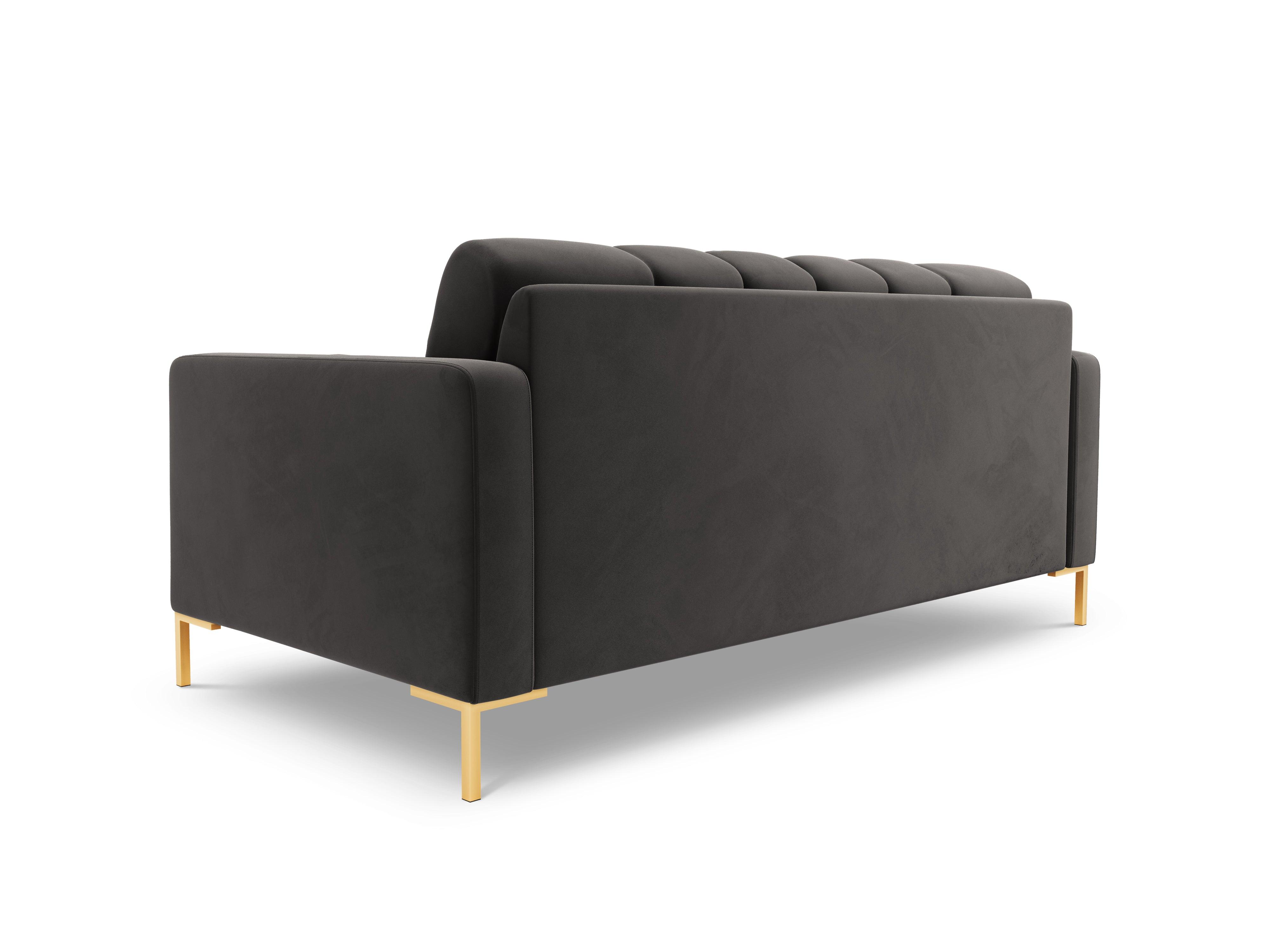 Sofa aksamitna 2-osobowa BALI ciemnoszary ze złotą podstawą Cosmopolitan Design    Eye on Design