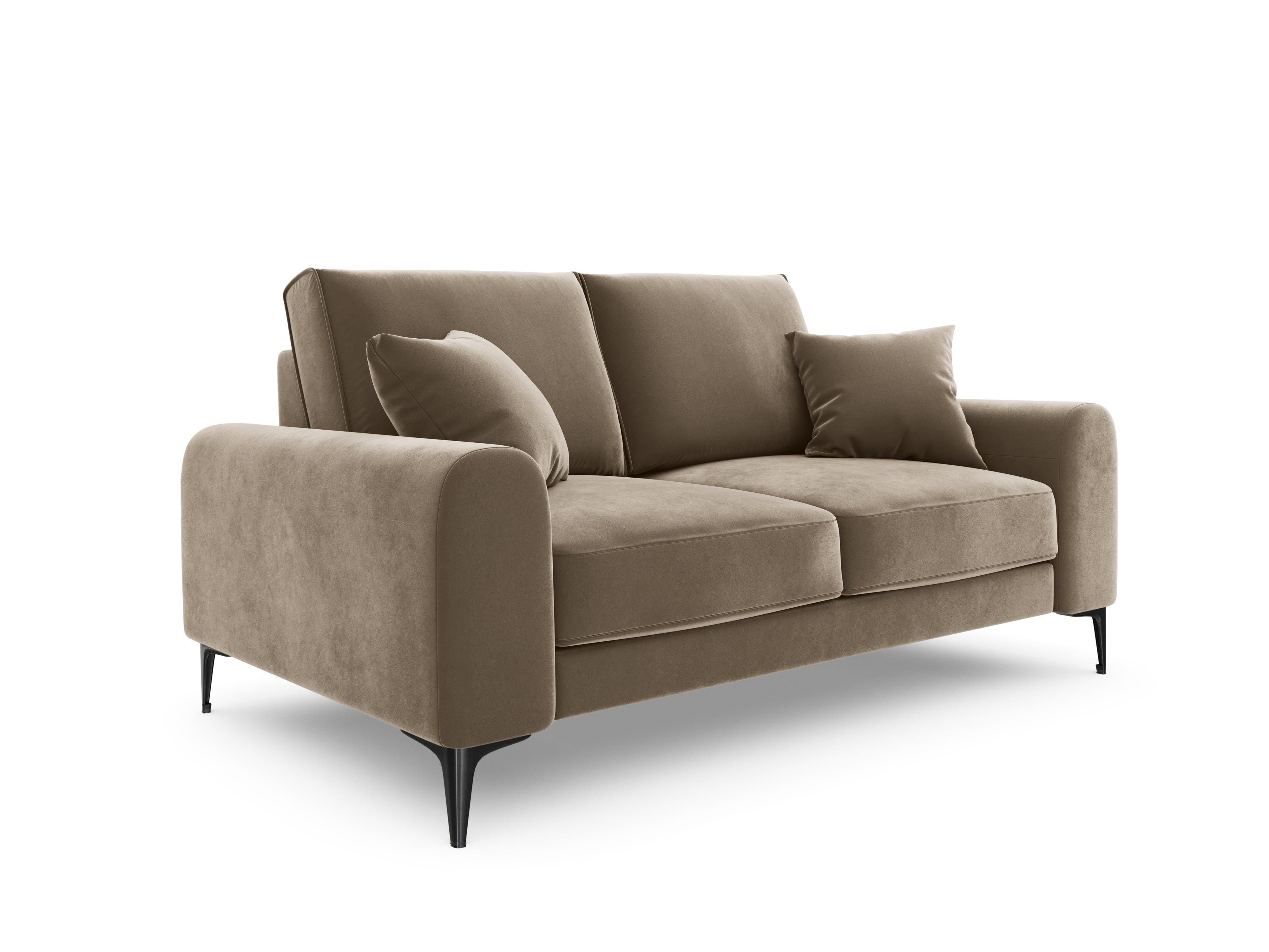 Sofa aksamitna 2-osobowa MADARA cappuccino z czarną podstawą Mazzini Sofas    Eye on Design