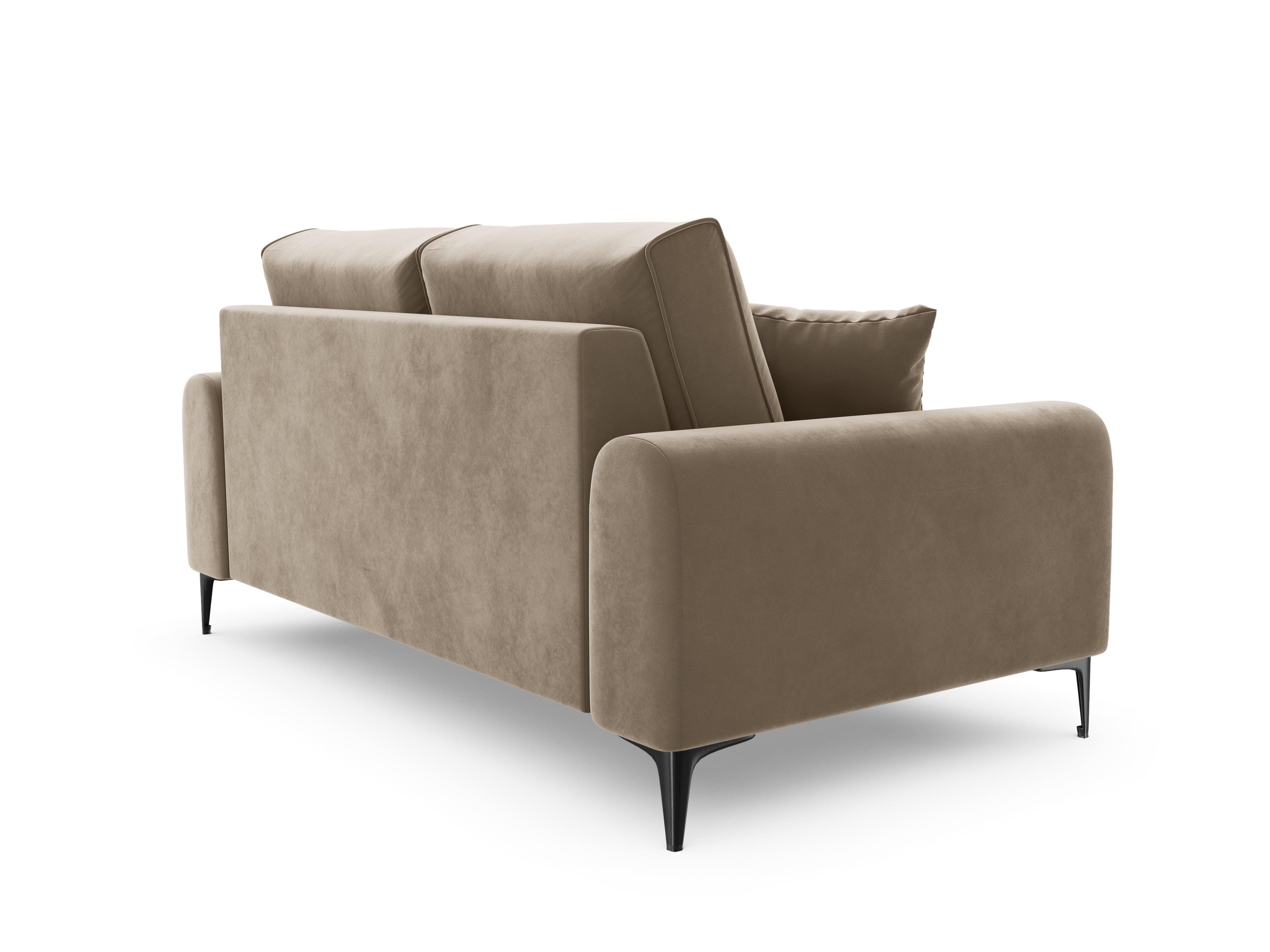 Sofa aksamitna 2-osobowa MADARA cappuccino z czarną podstawą Mazzini Sofas    Eye on Design