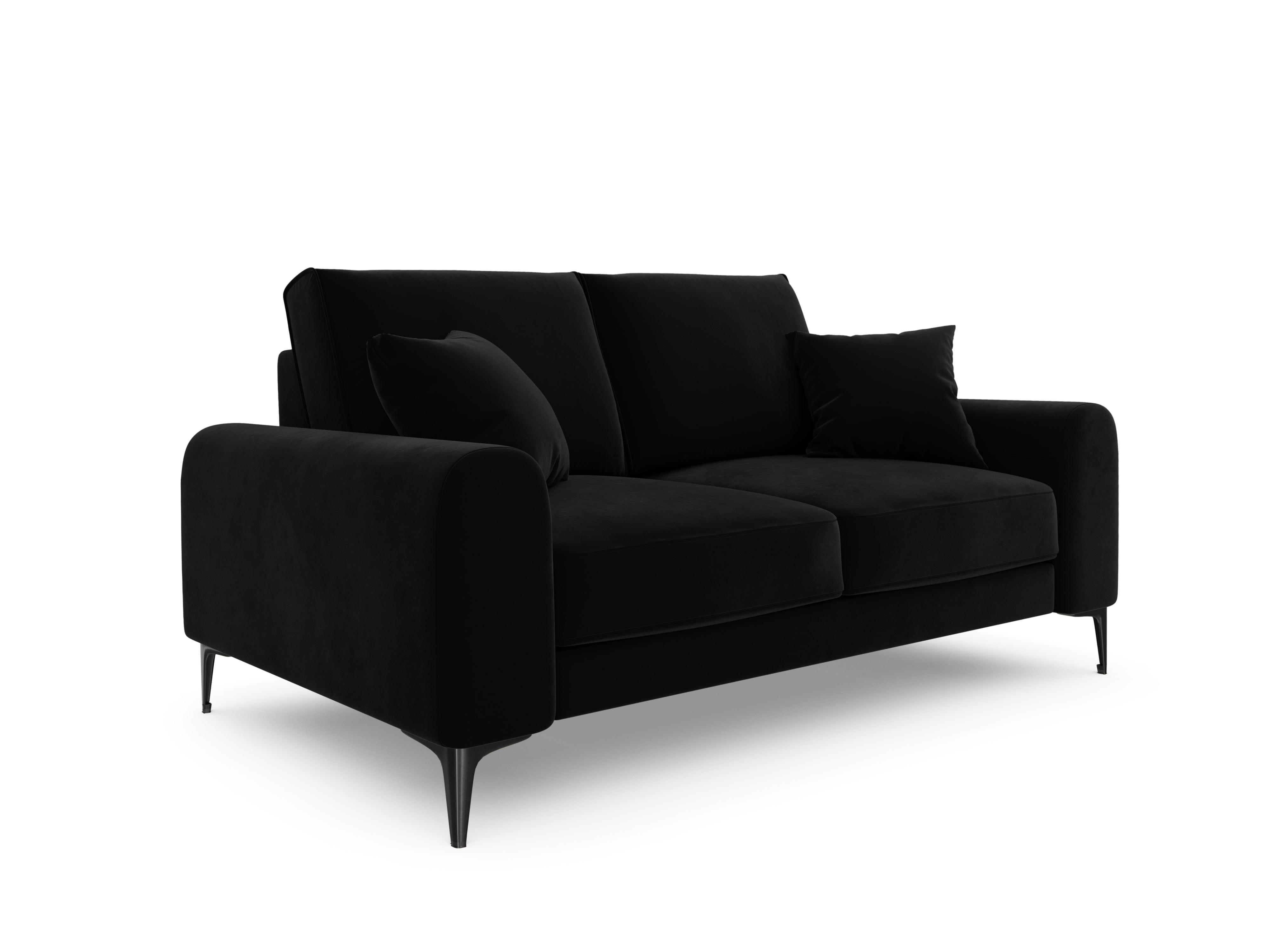 Sofa aksamitna 2-osobowa MADARA czarny z czarną podstawą Mazzini Sofas    Eye on Design