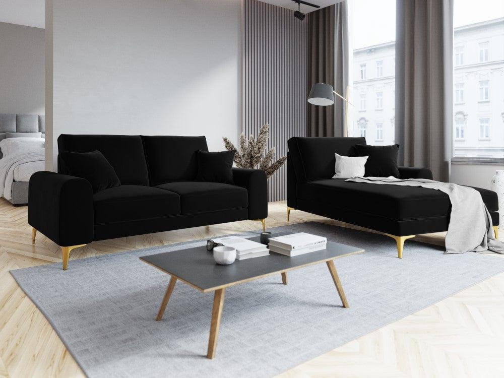 Sofa aksamitna 2-osobowa MADARA czarny ze złotą podstawą Mazzini Sofas    Eye on Design