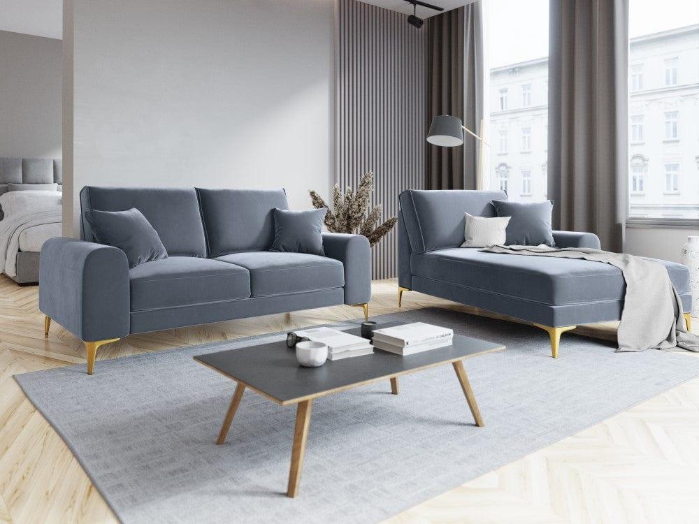 Sofa aksamitna 2-osobowa MADARA jasnoniebieski ze złotą podstawą Mazzini Sofas    Eye on Design