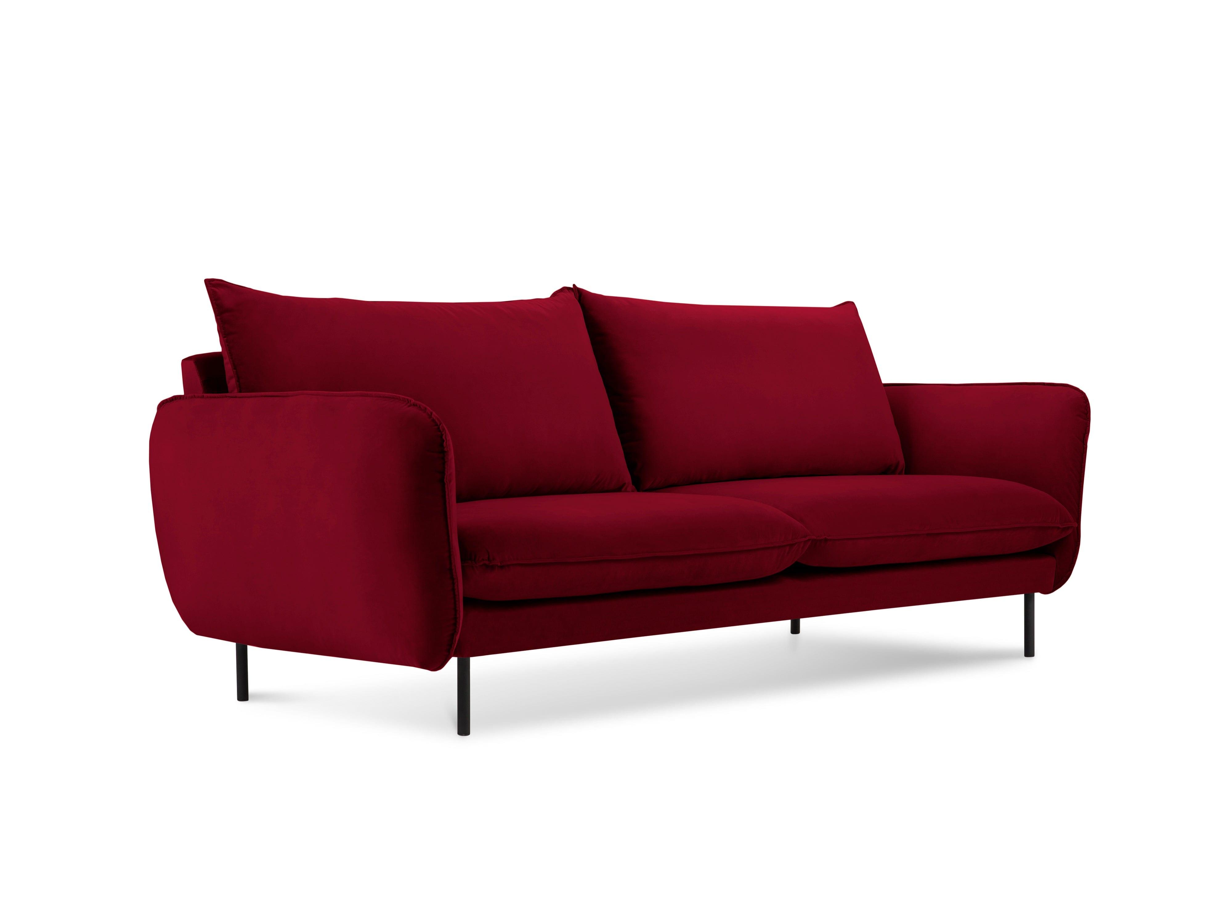 Sofa aksamitna 2-osobowa VIENNA bordowy z czarną podstawą Cosmopolitan Design    Eye on Design