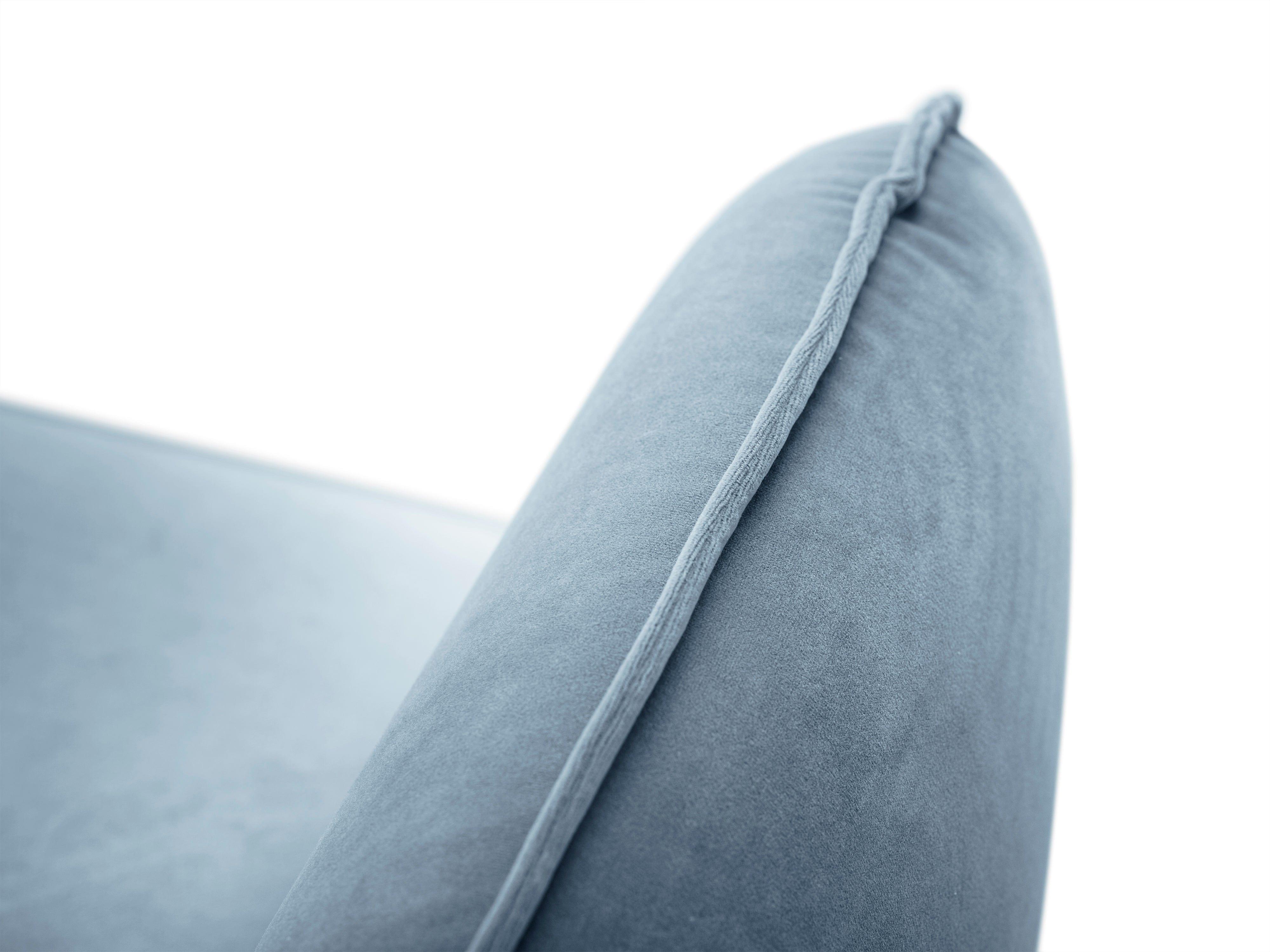 Sofa aksamitna 2-osobowa VIENNA jasnoniebieski z czarną podstawą Cosmopolitan Design    Eye on Design