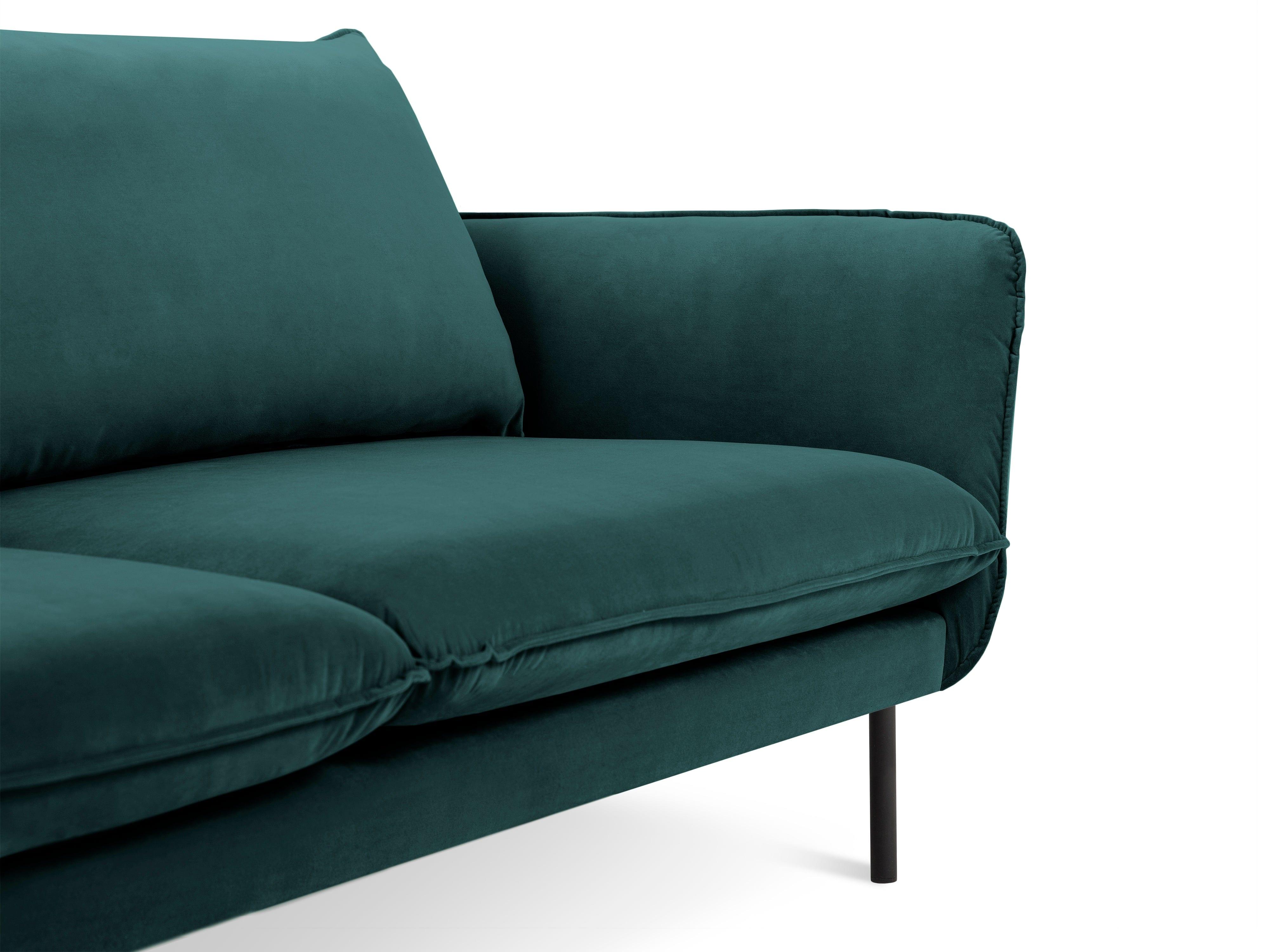 Sofa aksamitna 2-osobowa VIENNA morski z czarną podstawą Cosmopolitan Design    Eye on Design