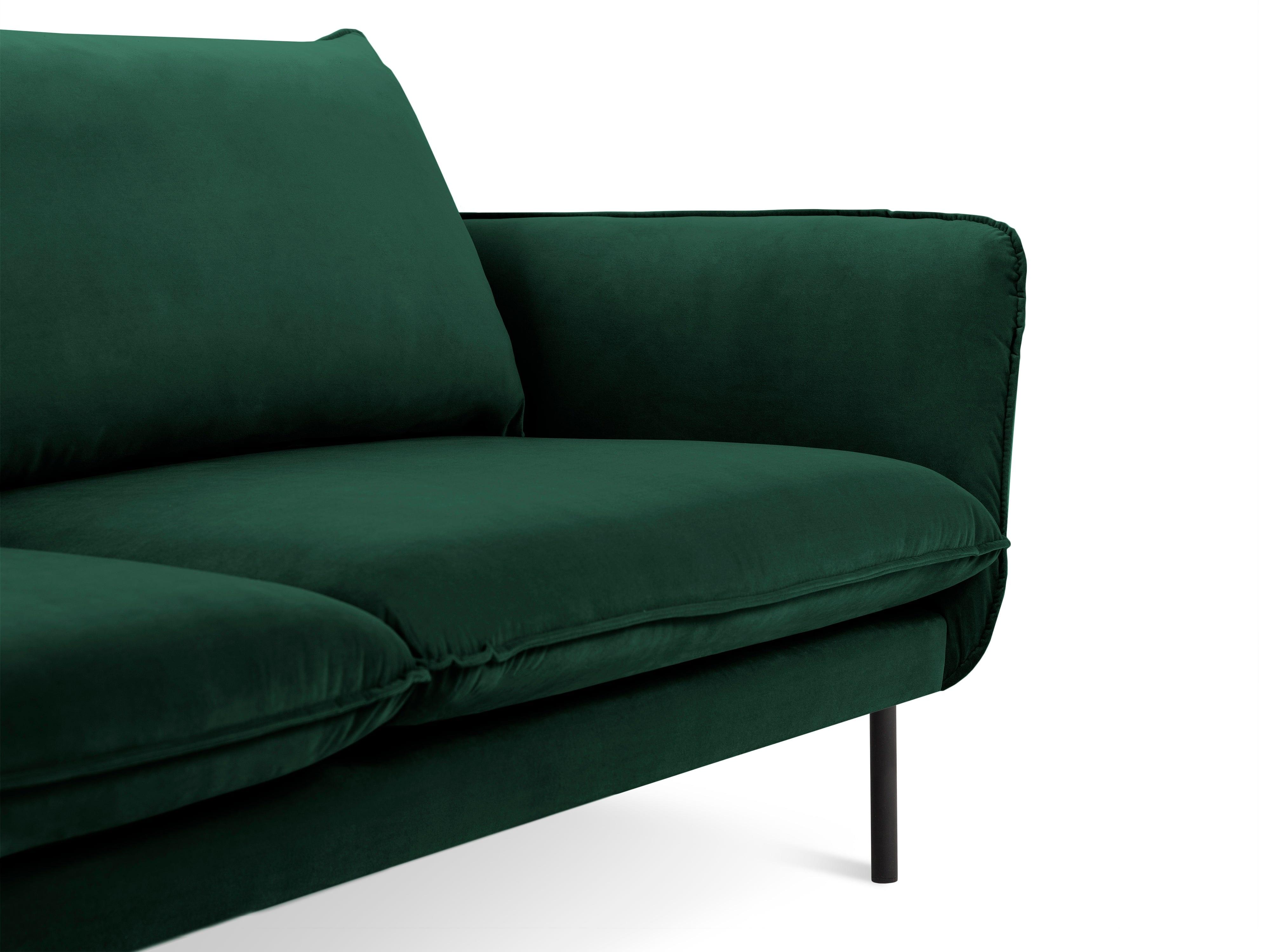 Sofa aksamitna 2-osobowa VIENNA zielony z czarną podstawą Cosmopolitan Design    Eye on Design