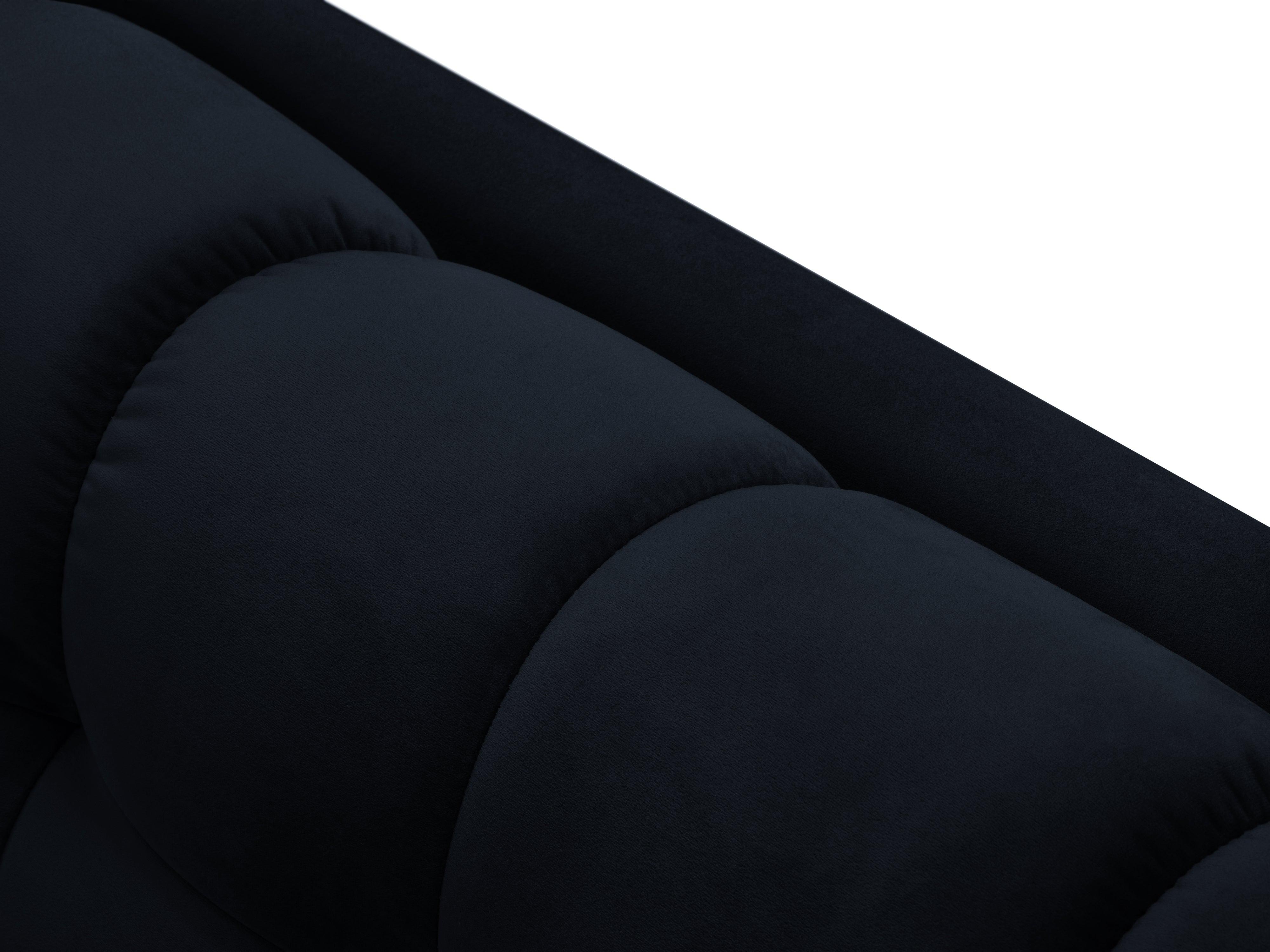 Sofa aksamitna 3-osobowa BALI ciemnoniebieski z czarną podstawą Cosmopolitan Design    Eye on Design