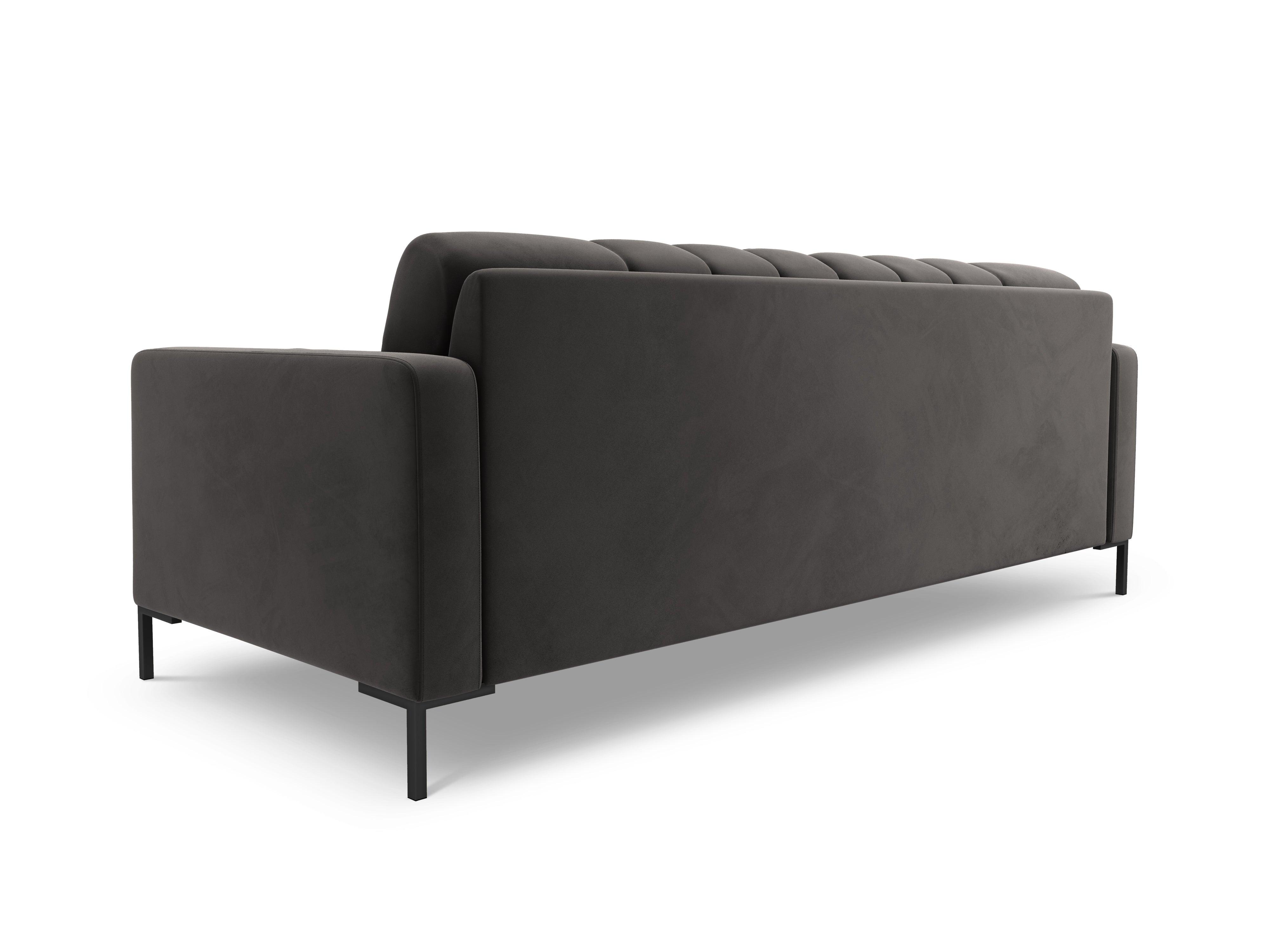 Sofa aksamitna 3-osobowa BALI ciemnoszary z czarną podstawą Cosmopolitan Design    Eye on Design