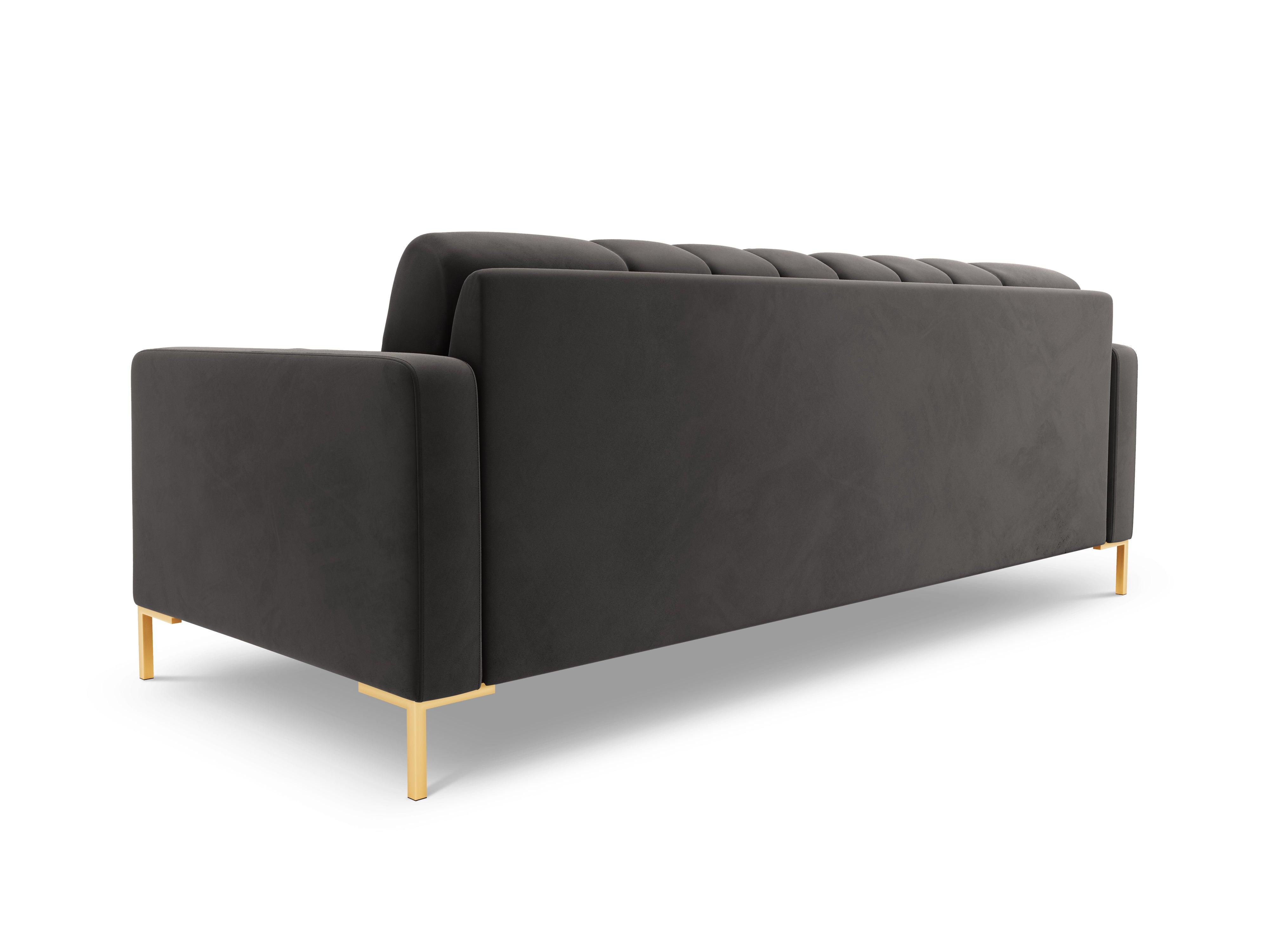 Sofa aksamitna 3-osobowa BALI ciemnoszary ze złotą podstawą Cosmopolitan Design    Eye on Design