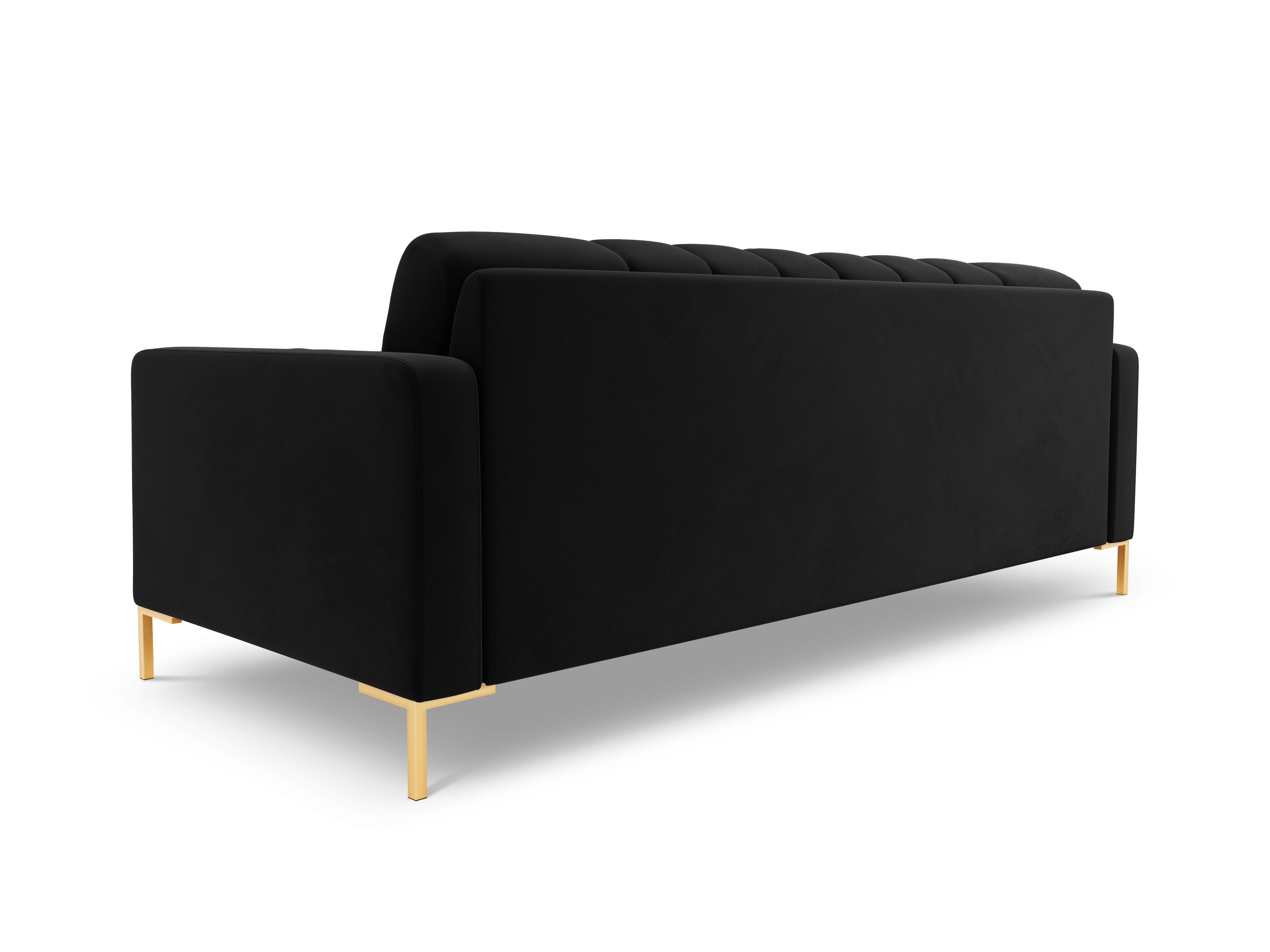 Sofa aksamitna 3-osobowa BALI czarny  ze złotą podstawą Cosmopolitan Design    Eye on Design