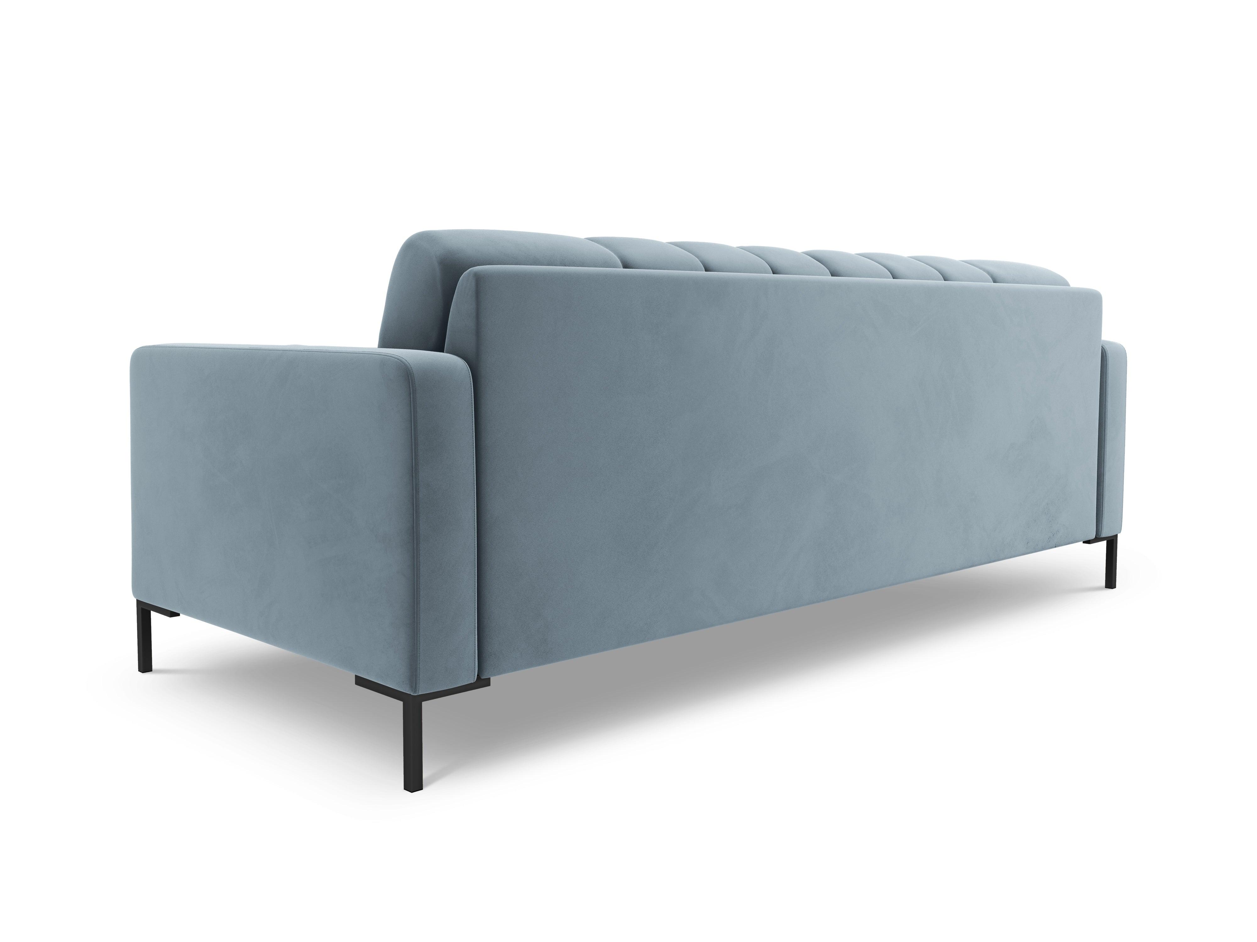 Sofa aksamitna 3-osobowa BALI jasnoniebieski z czarną podstawą Cosmopolitan Design    Eye on Design