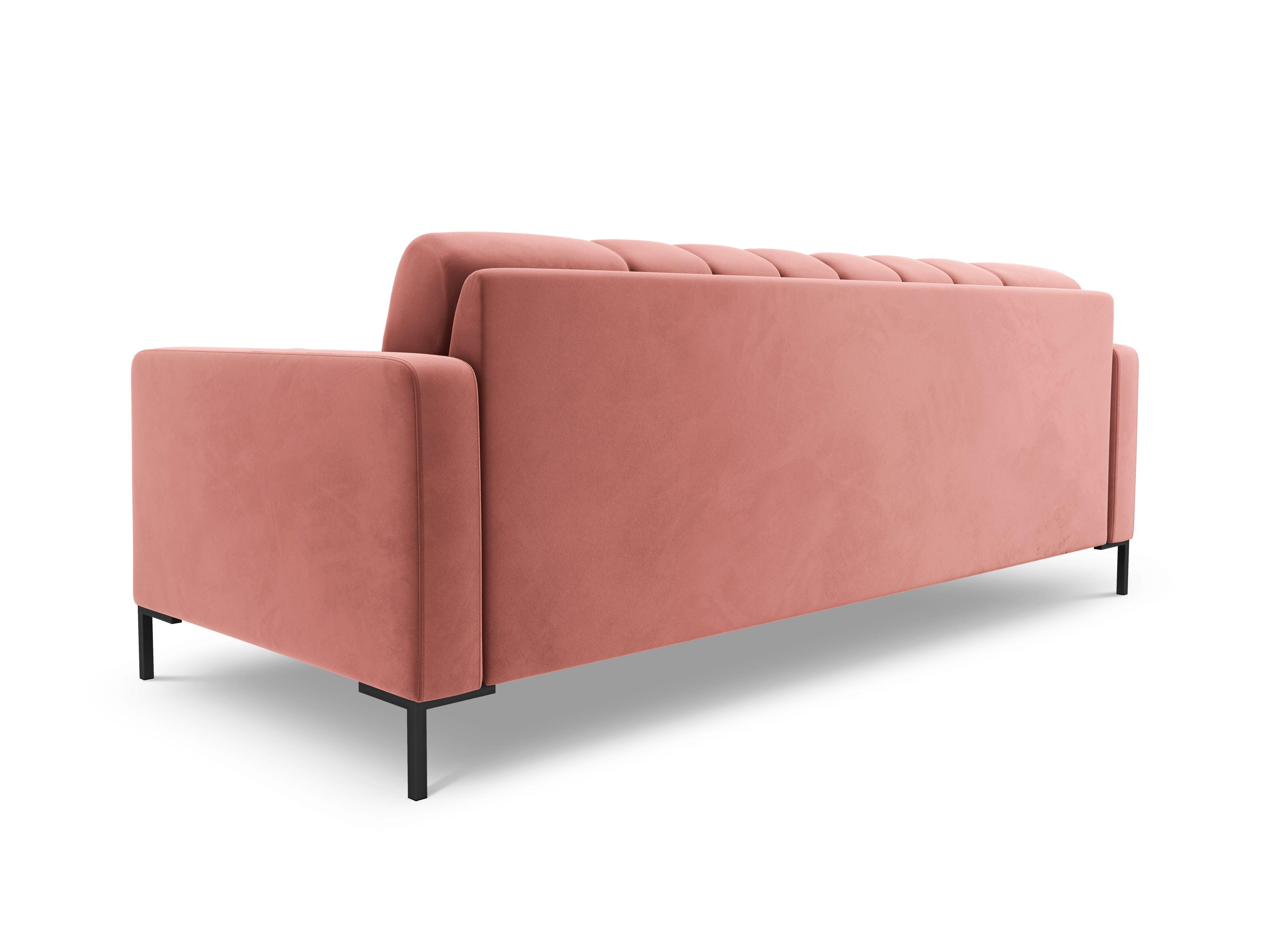 Sofa aksamitna 3-osobowa BALI różowy z czarną podstawą Cosmopolitan Design    Eye on Design