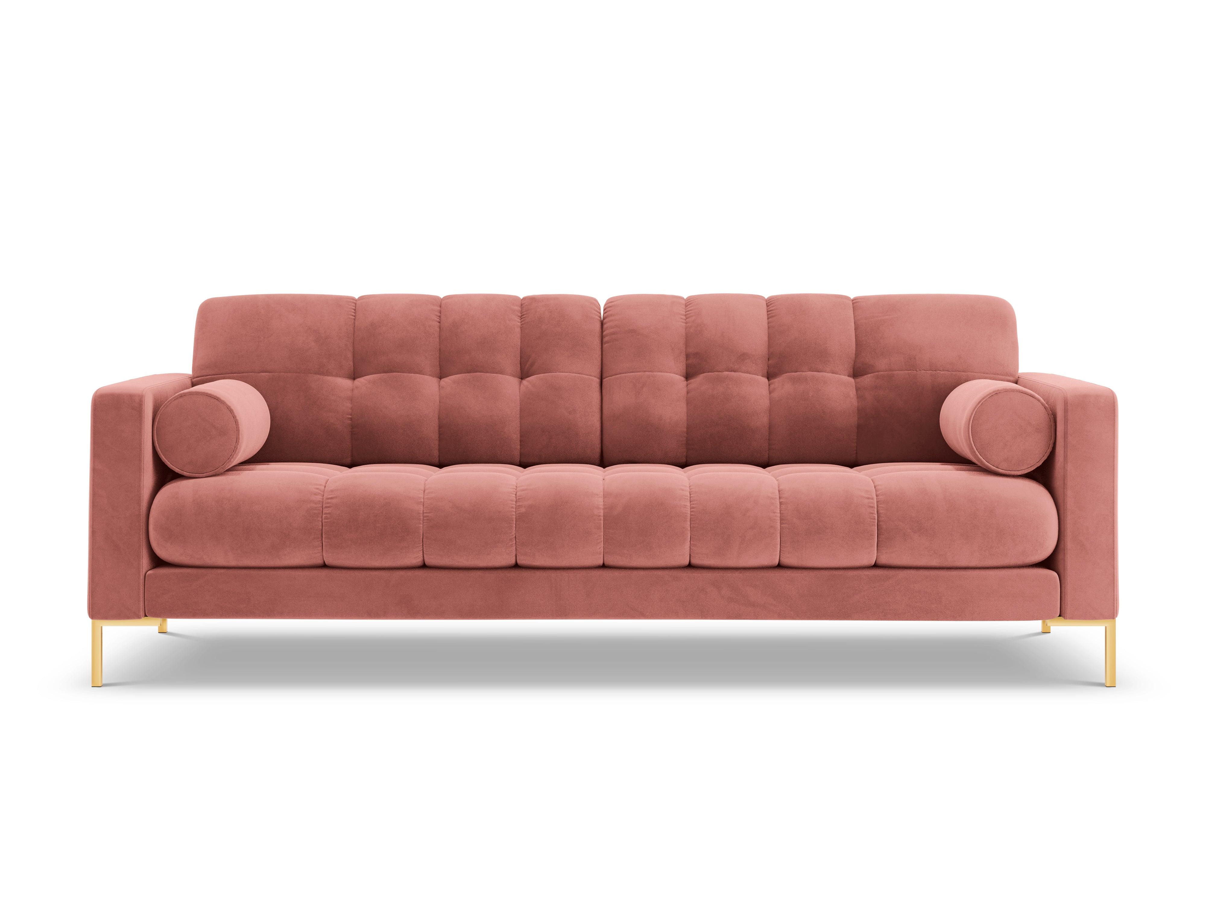 Sofa aksamitna 3-osobowa BALI różowy ze złotą podstawą Cosmopolitan Design    Eye on Design