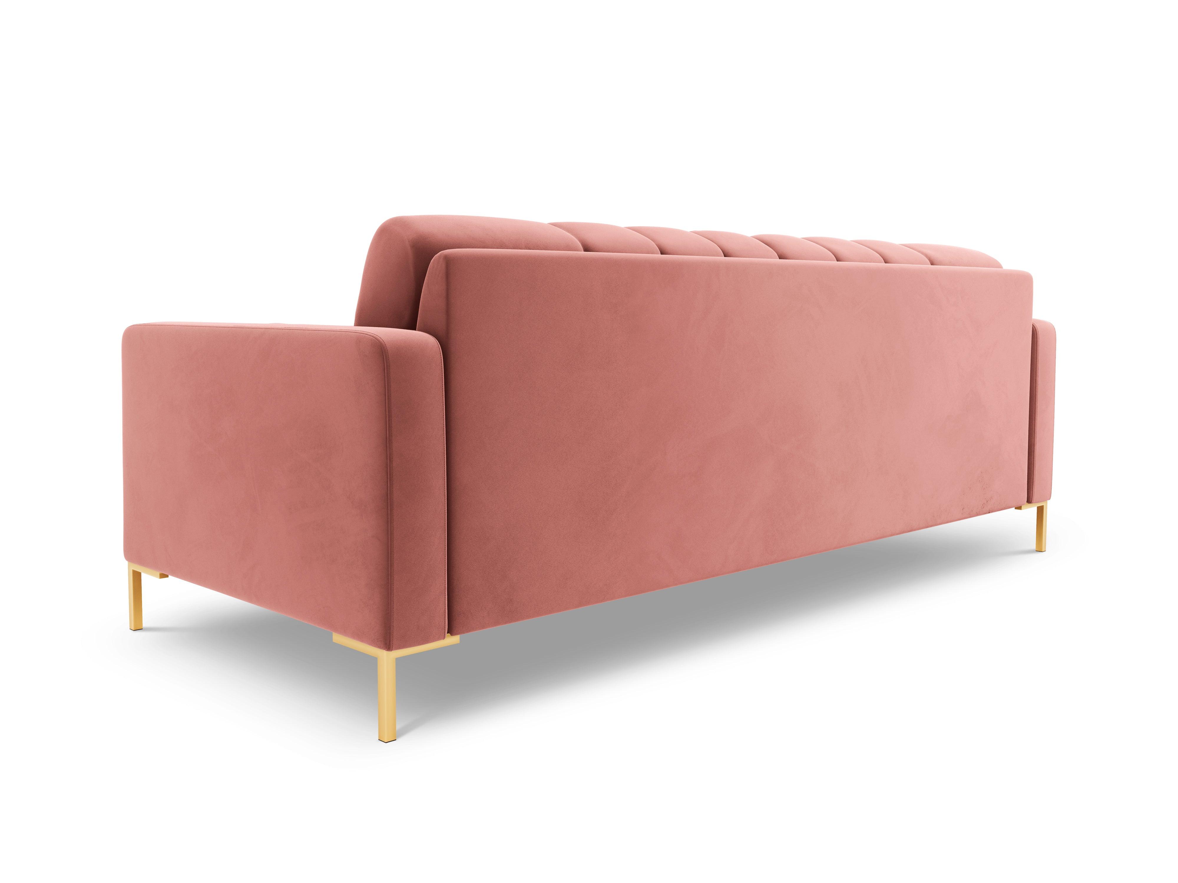 Sofa aksamitna 3-osobowa BALI różowy ze złotą podstawą Cosmopolitan Design    Eye on Design