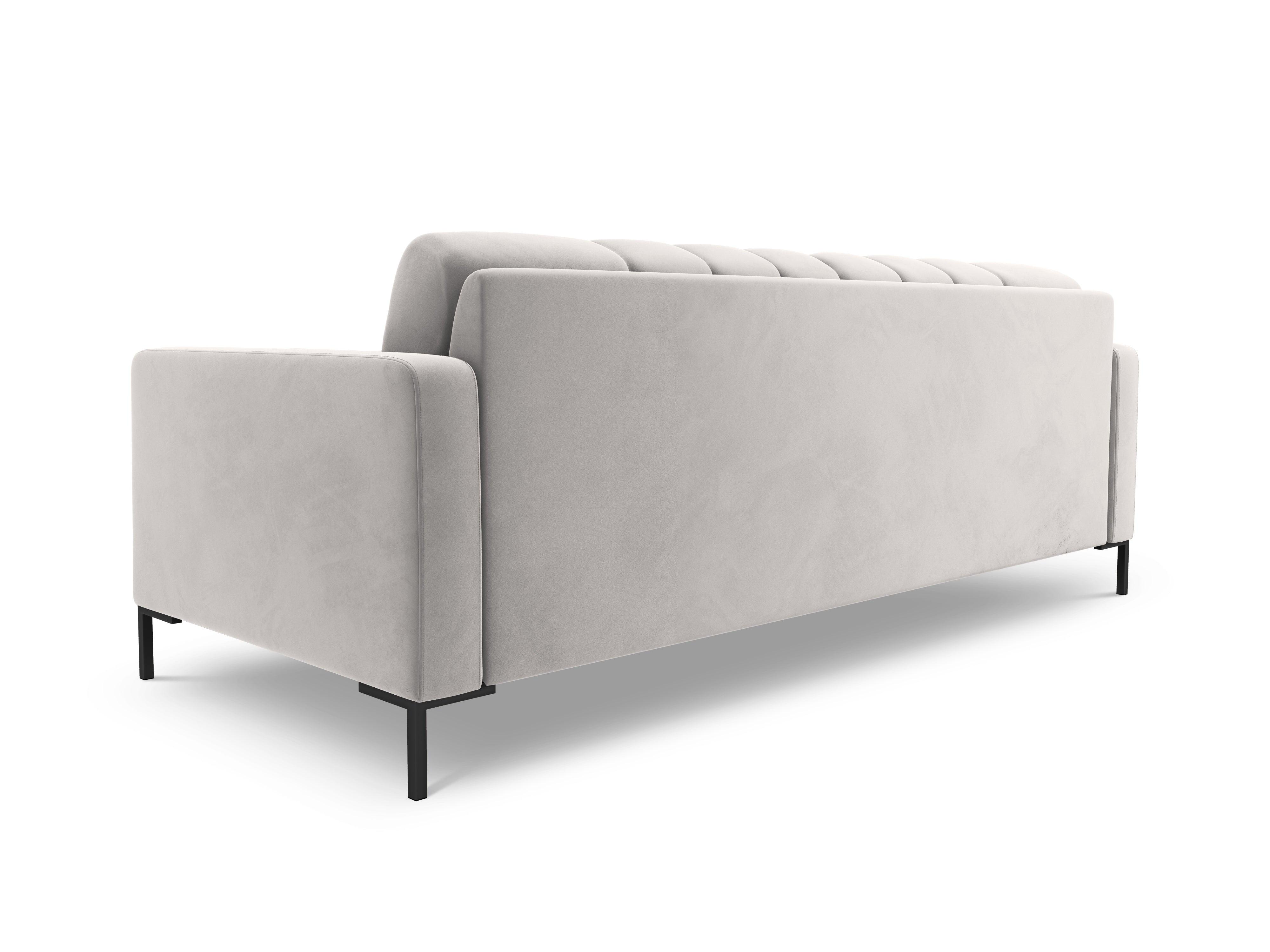 Sofa aksamitna 3-osobowa BALI srebrny z czarną podstawą Cosmopolitan Design    Eye on Design