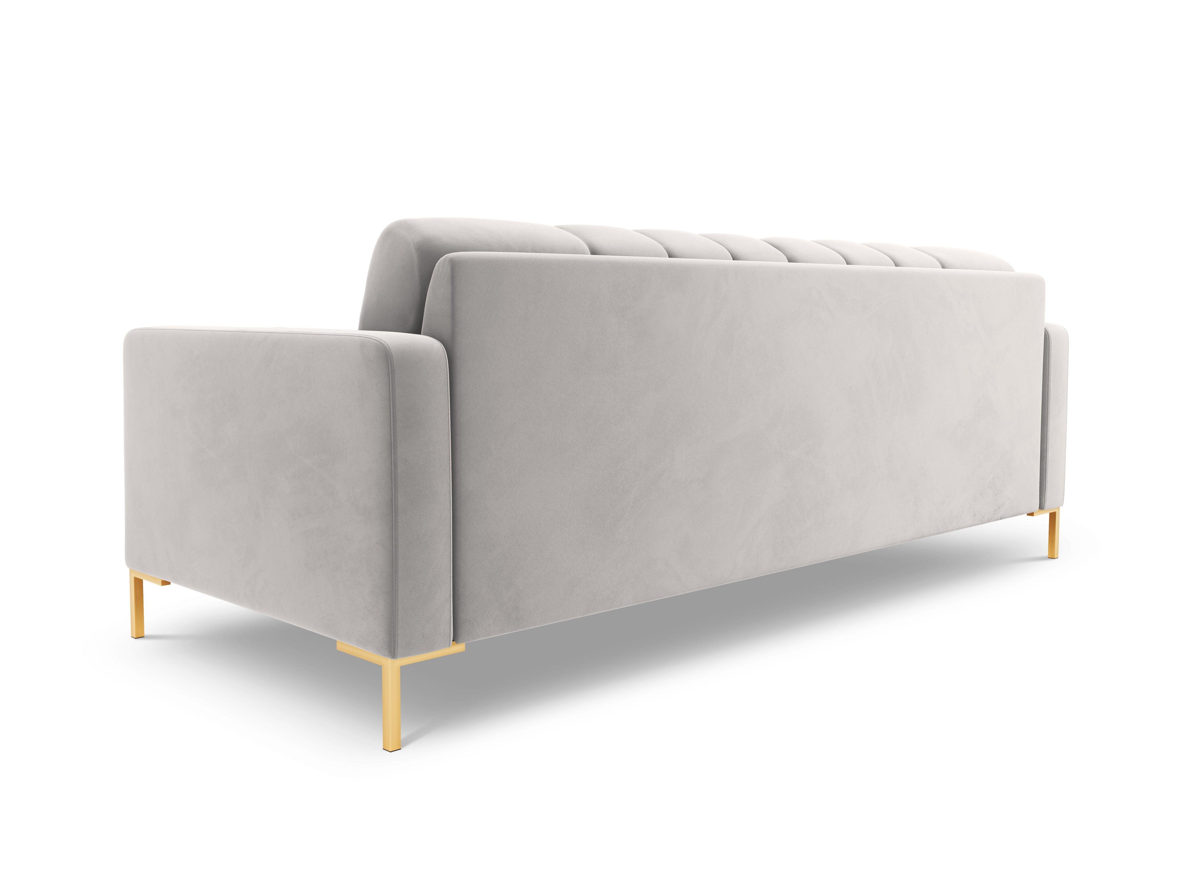 Sofa aksamitna 3-osobowa BALI srebrny ze złotą podstawą Cosmopolitan Design    Eye on Design