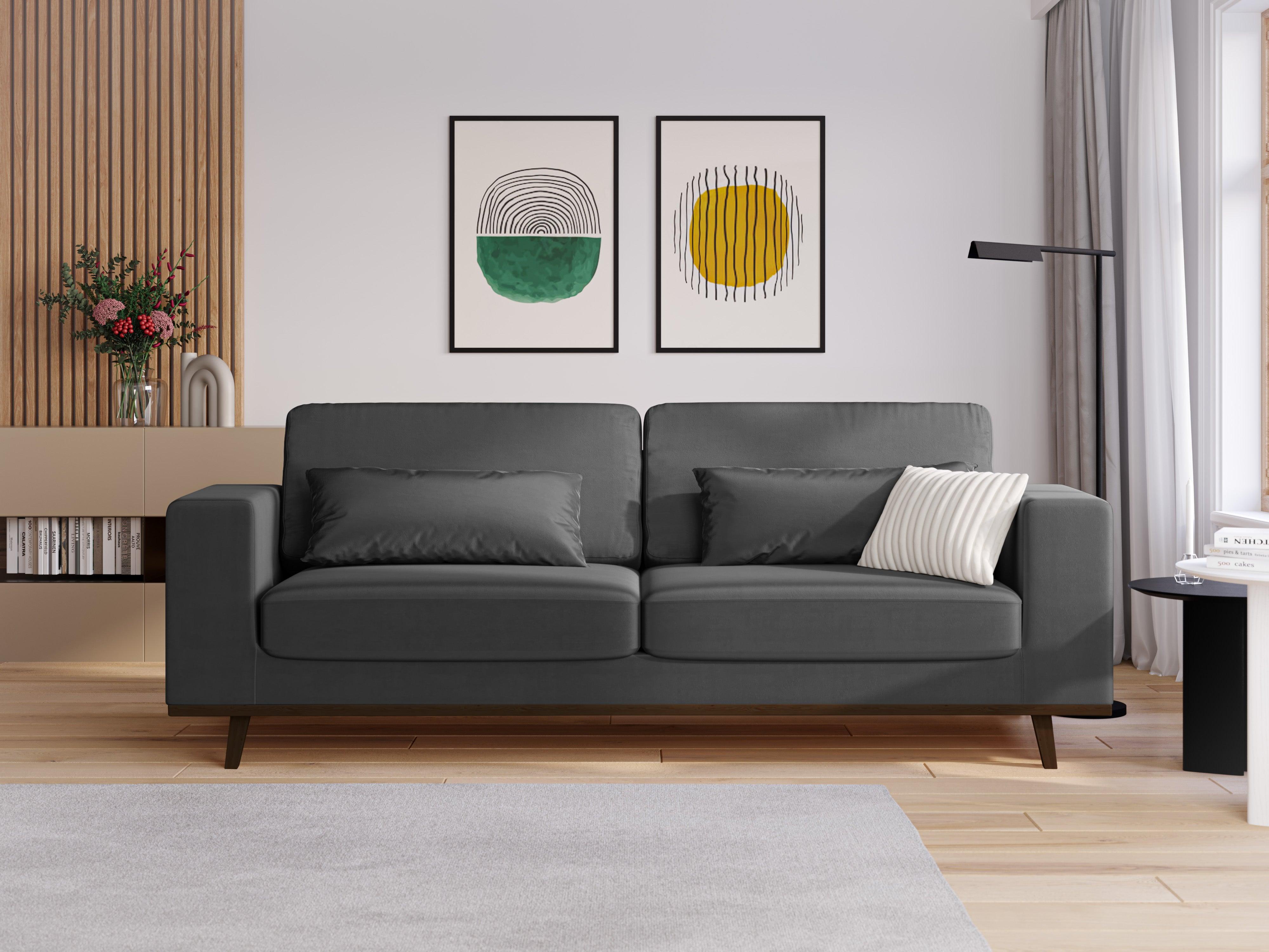 Sofa aksamitna 3-osobowa HEBE ciemnoszary Mazzini Sofas    Eye on Design