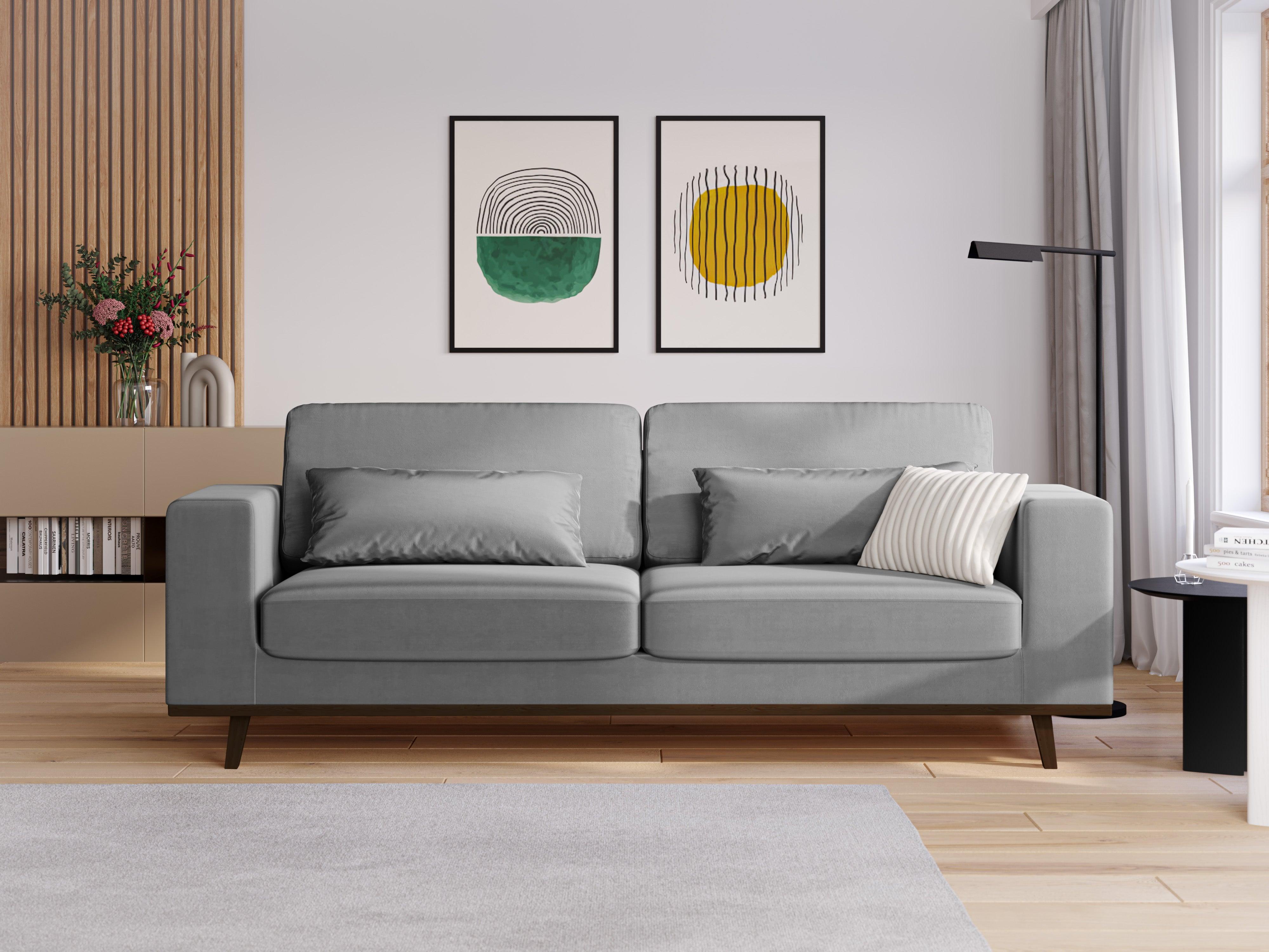 Sofa aksamitna 3-osobowa HEBE szary Mazzini Sofas    Eye on Design