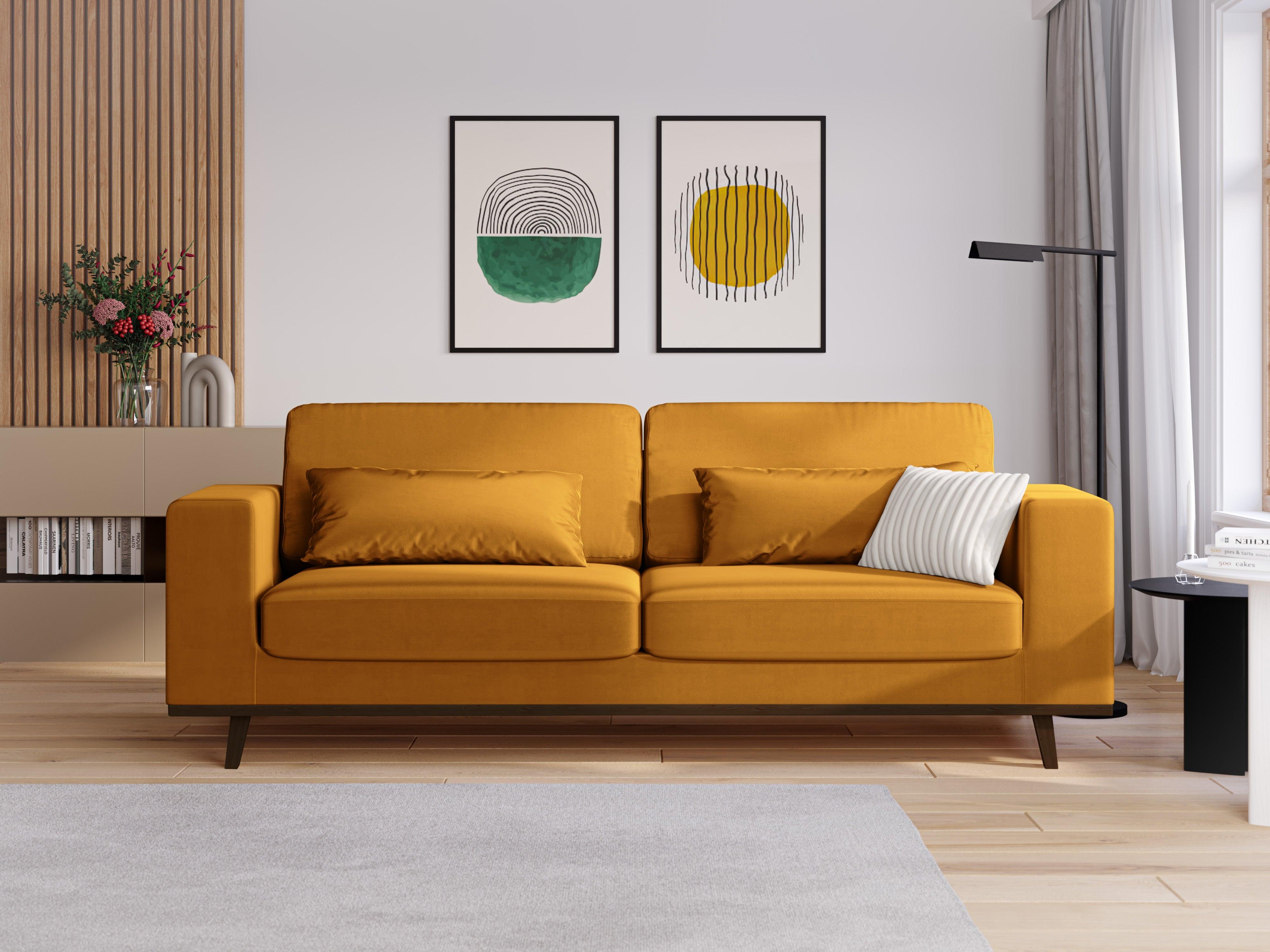 Sofa aksamitna 3-osobowa HEBE żółty Mazzini Sofas    Eye on Design