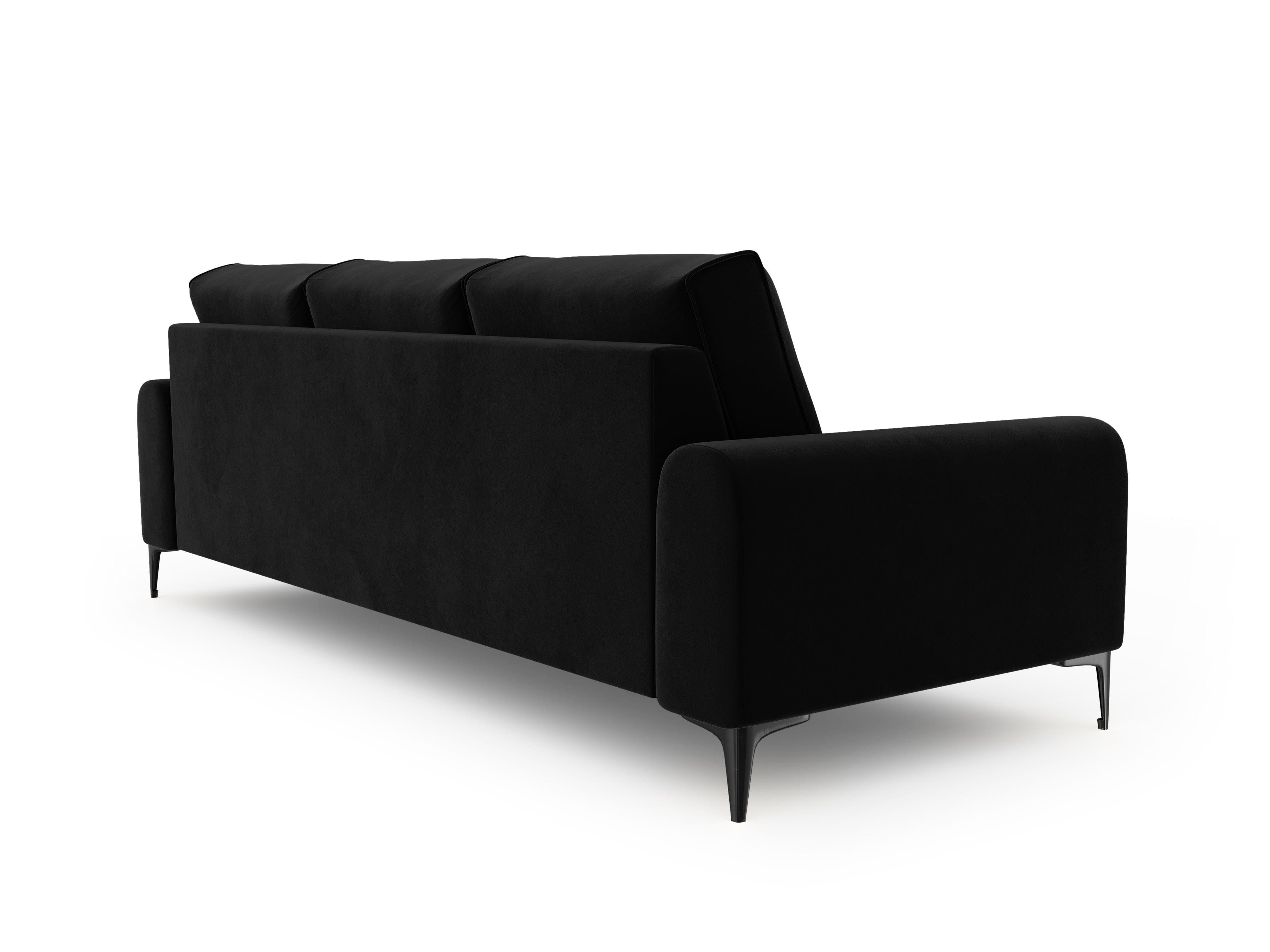 Sofa aksamitna 3-osobowa MADARA czarny z czarną podstawą Mazzini Sofas    Eye on Design