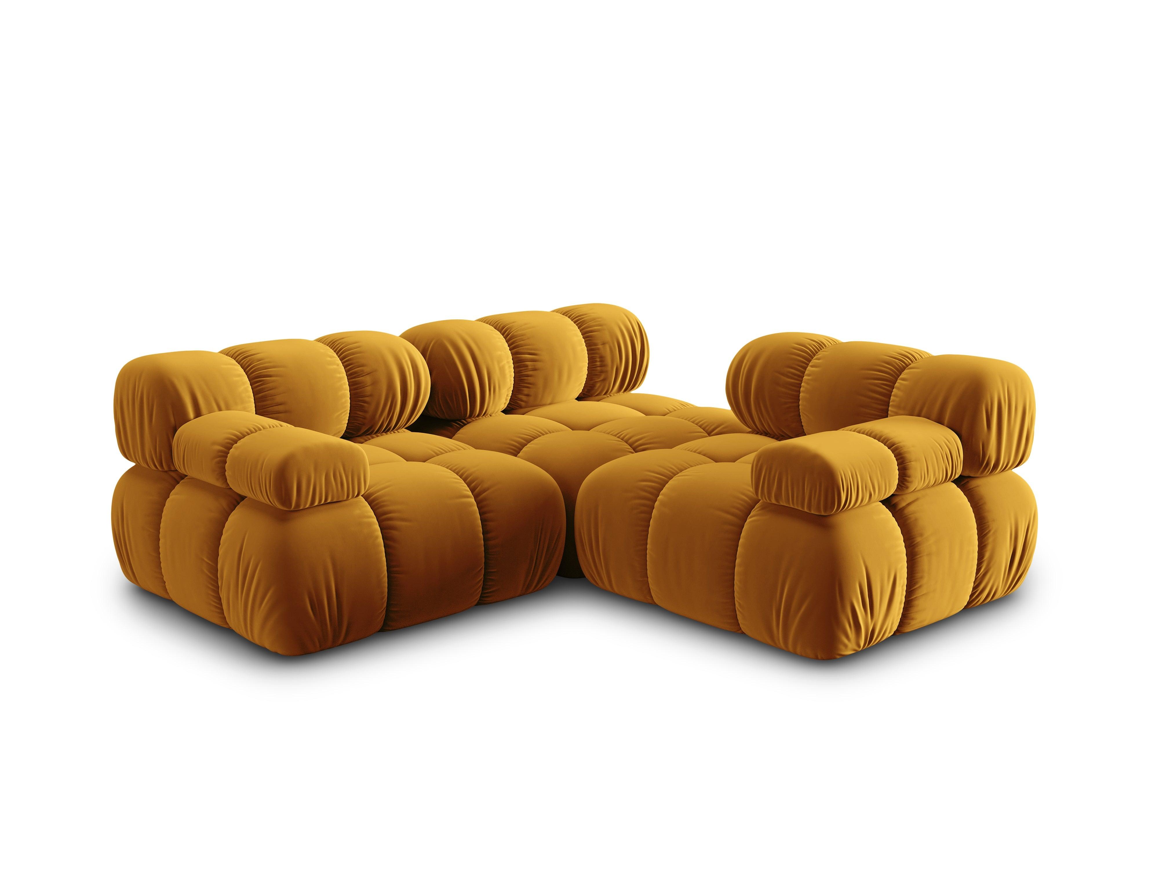 Sofa aksamitna 3-osobowa TROPEA musztardowy Milo Casa    Eye on Design