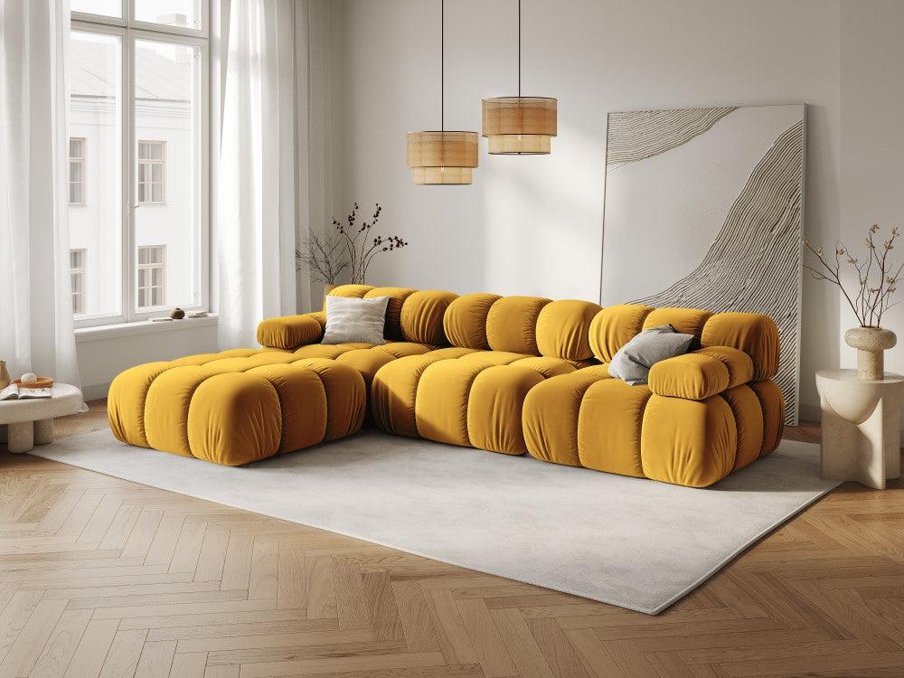 Sofa aksamitna 3-osobowa TROPEA musztardowy Milo Casa    Eye on Design