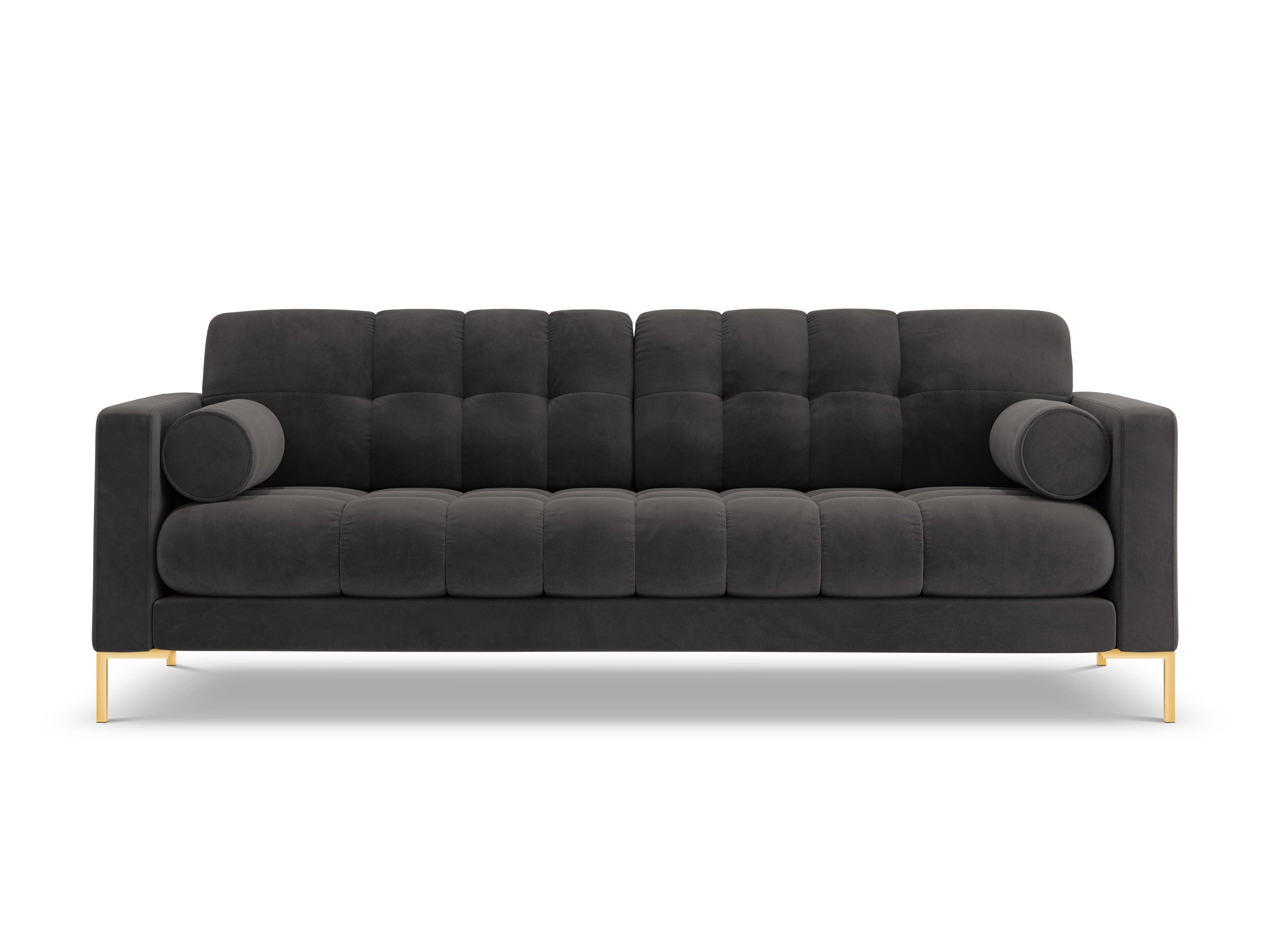 Sofa aksamitna 4-osobowa BALI ciemnoszary ze złotą podstawą Cosmopolitan Design    Eye on Design