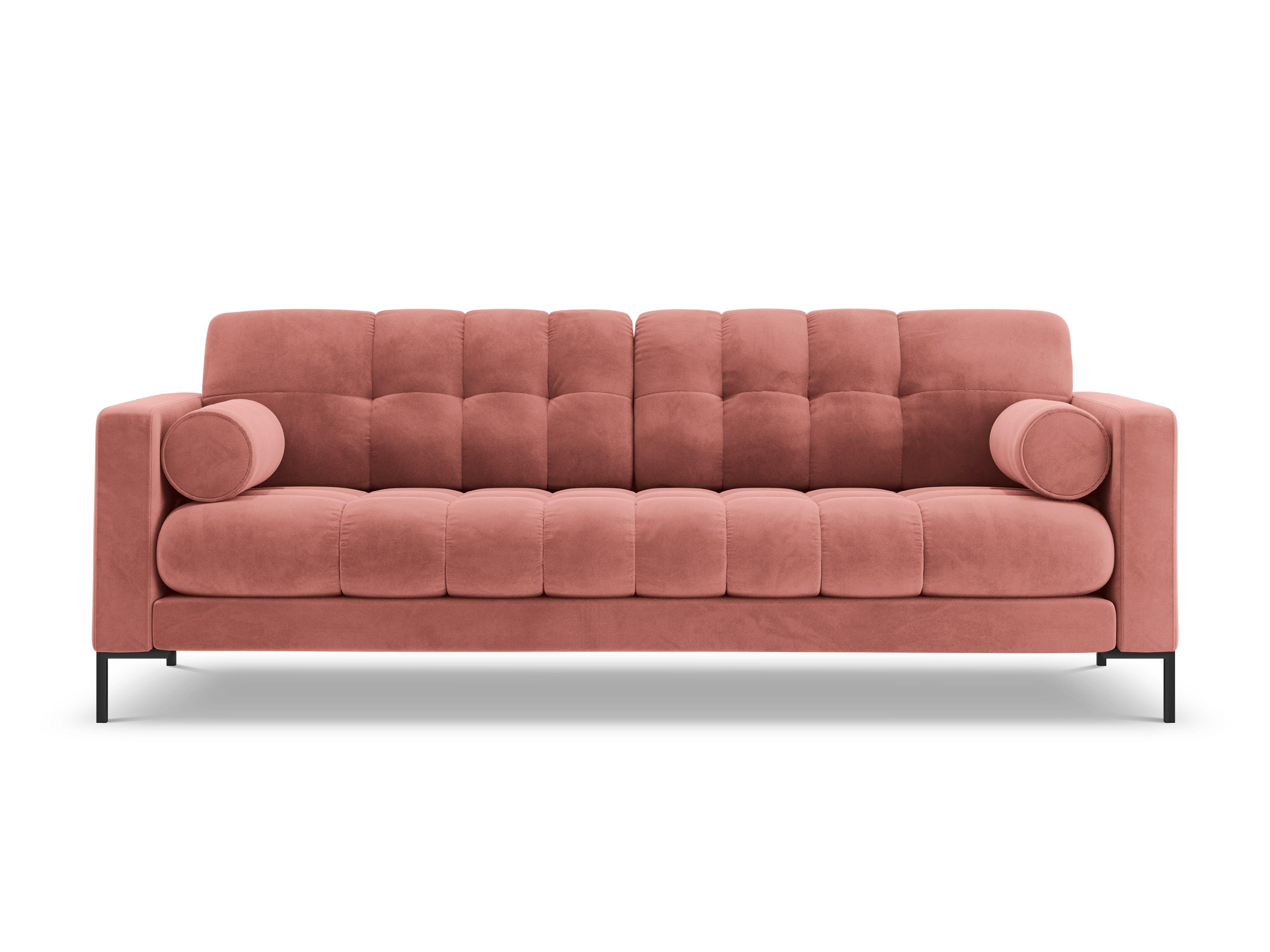 Sofa aksamitna 4-osobowa BALI różowy z czarną podstawą Cosmopolitan Design    Eye on Design